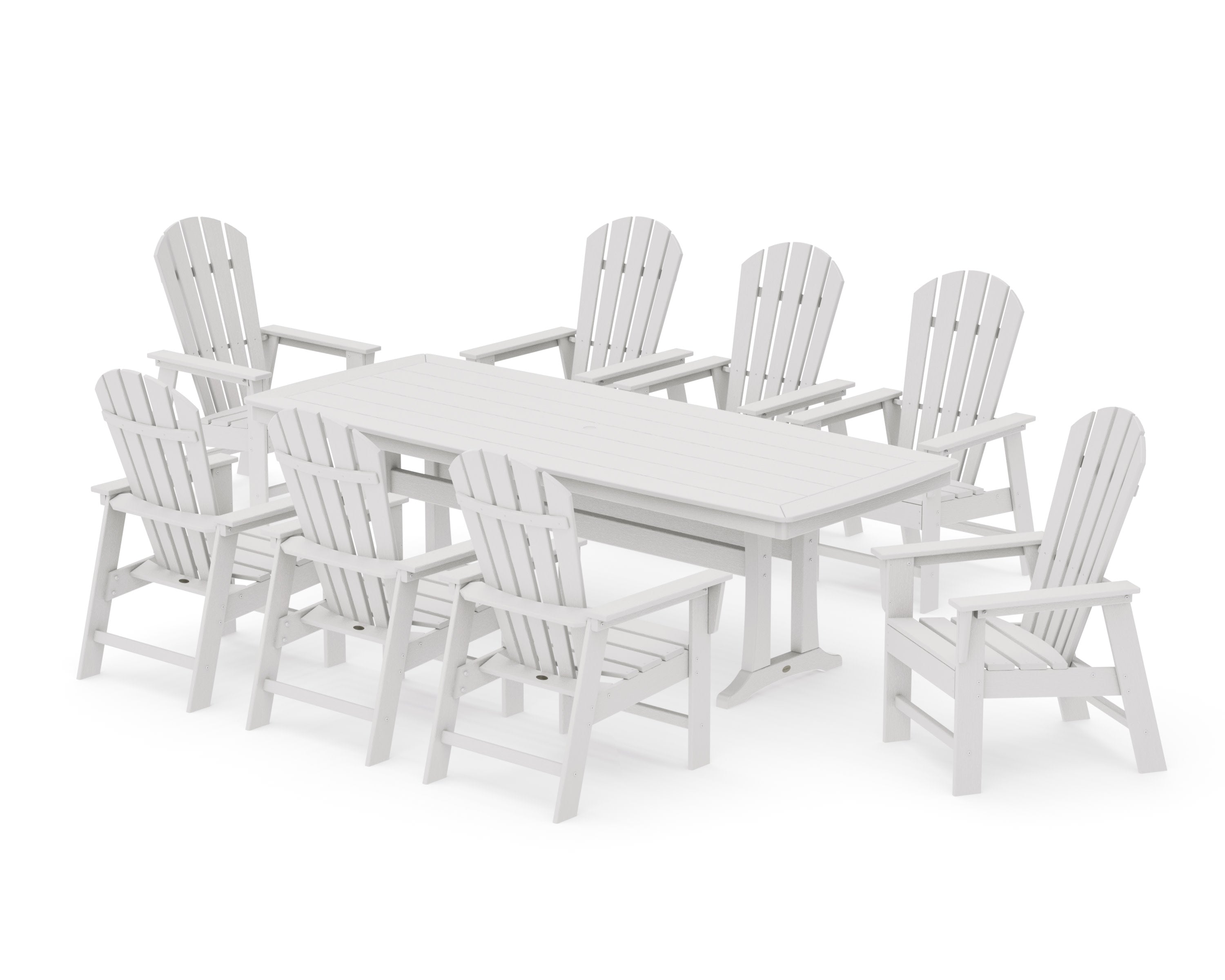 South Beach 9-Piece Dining Set with Trestle Legs in Vintage White