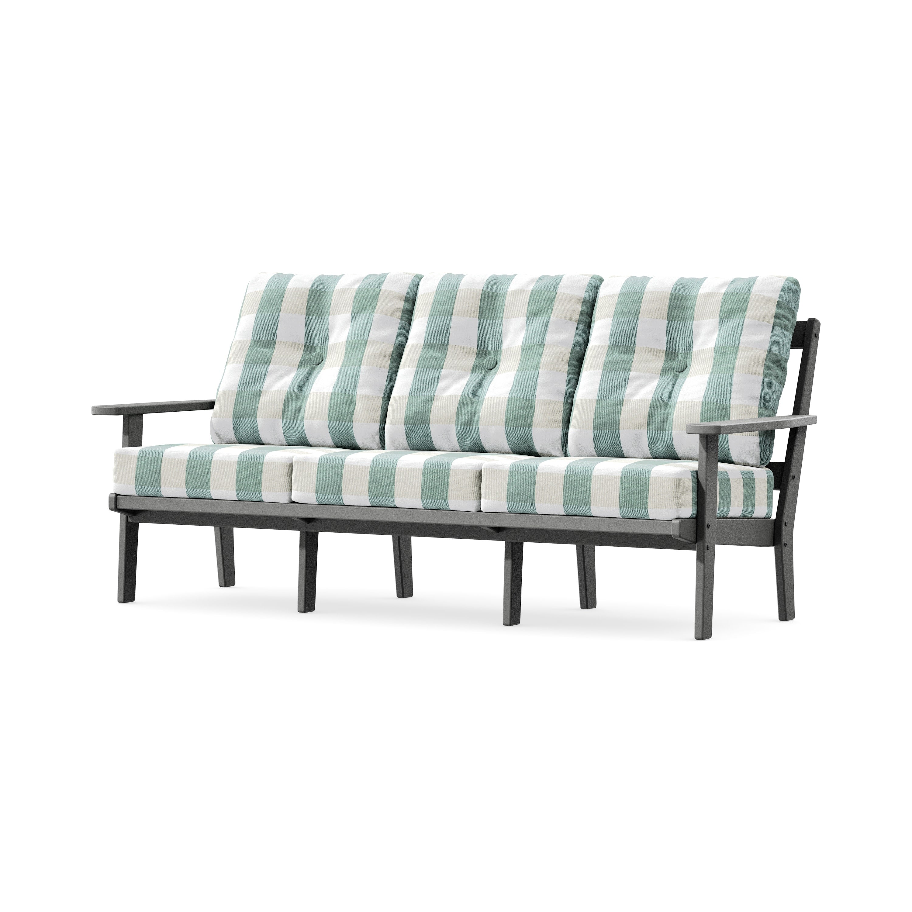 Oxford Deep Seating Sofa in Slate Grey / Buffalo Plaid Glacier Spa