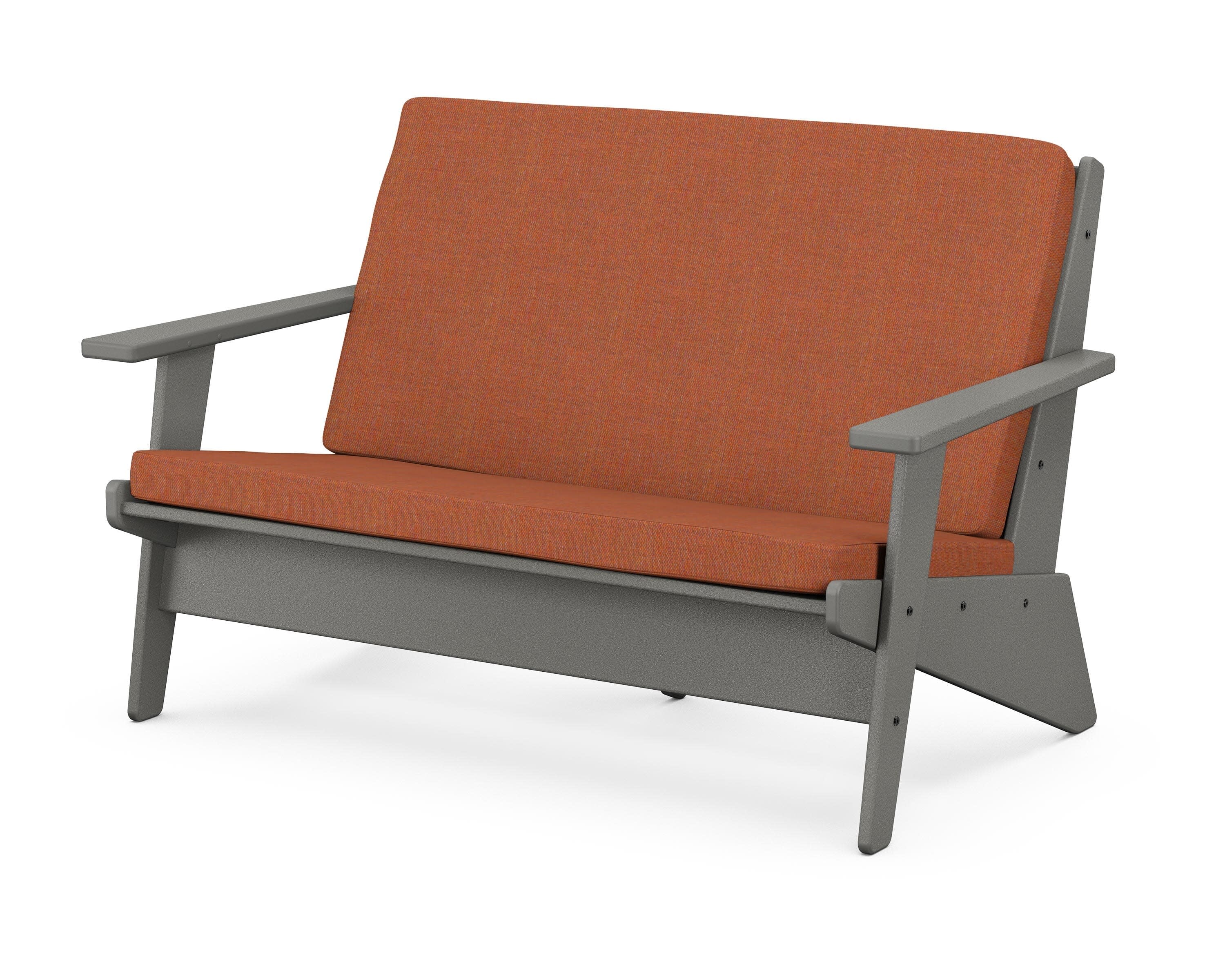 Riviera Modern Lounge Loveseat in Slate Grey / Play Adobe