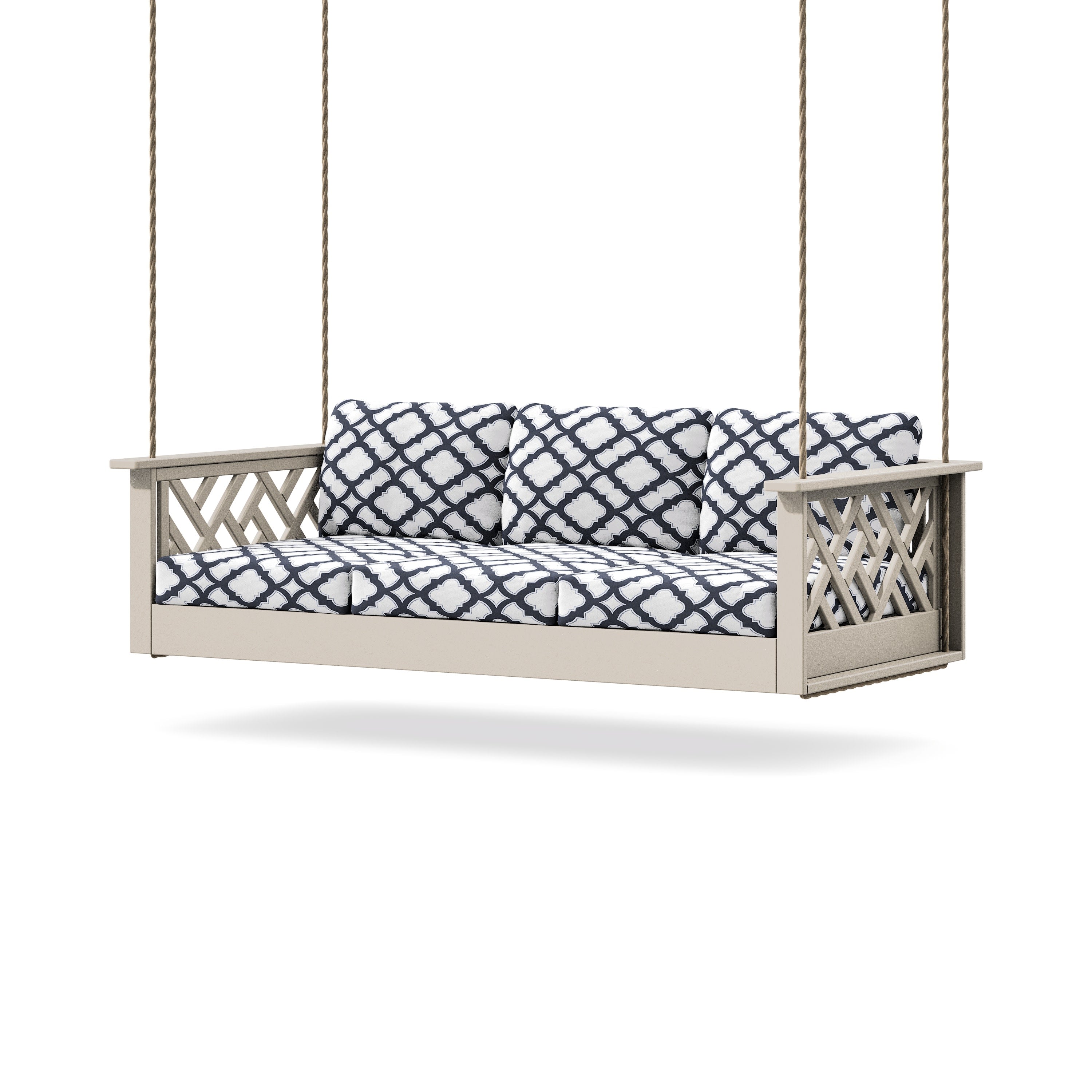 Chippendale Daybed Swing in Sand / Trellis Navy