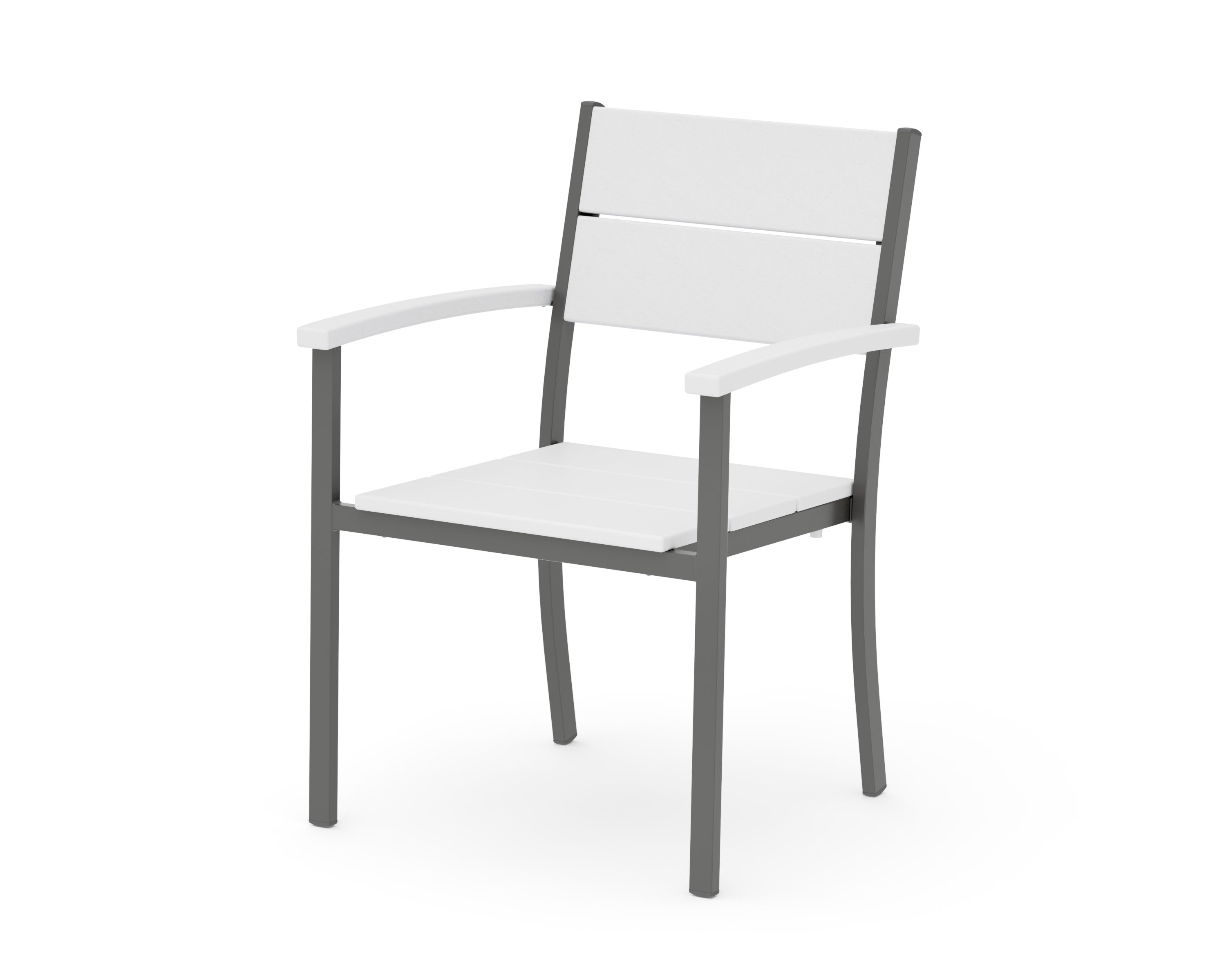 Main Street Stacking Dining Arm Chair in Charcoal / White