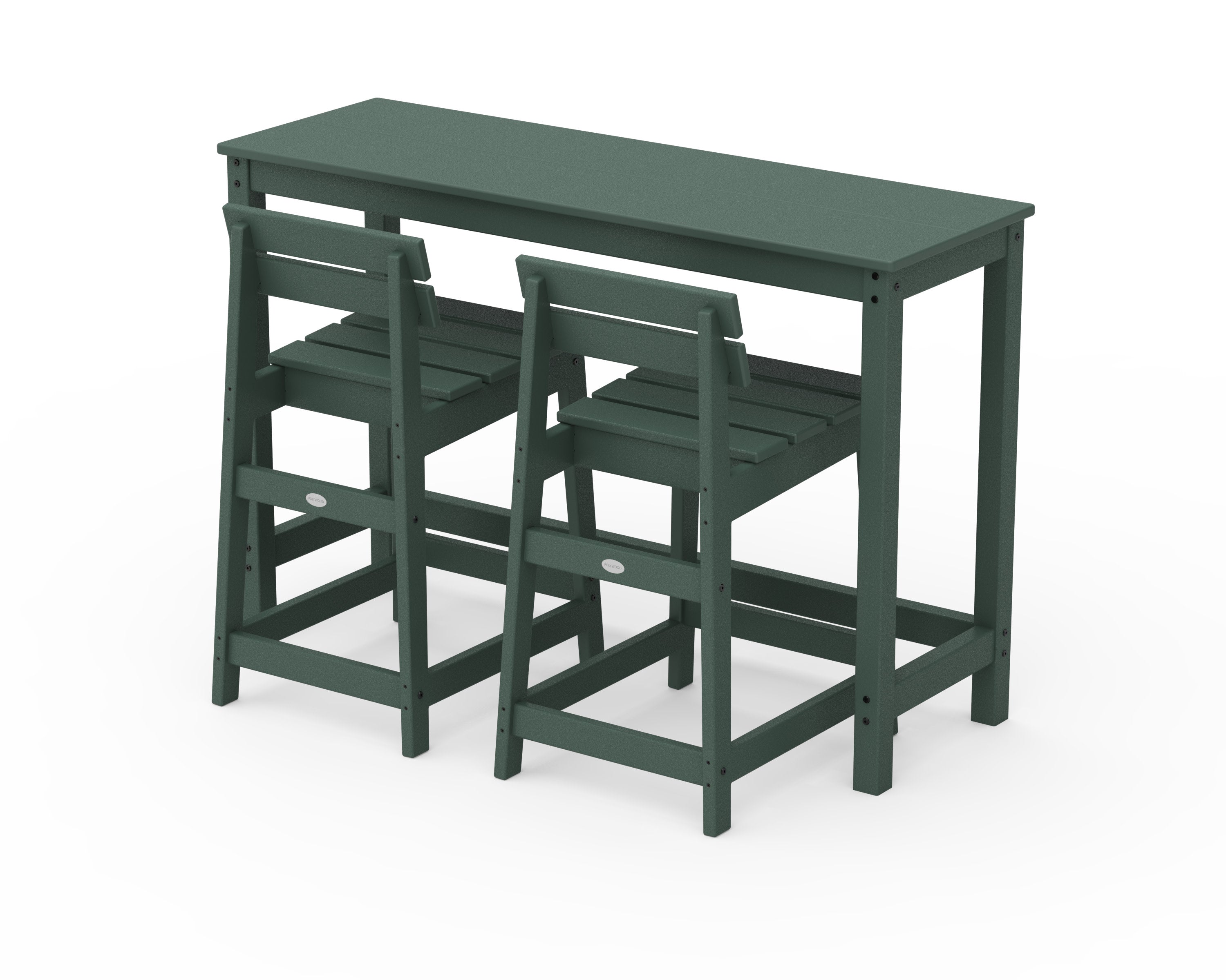 Modern Studio Plaza Lowback Counter Chair 3-Piece Balcony Set in Green