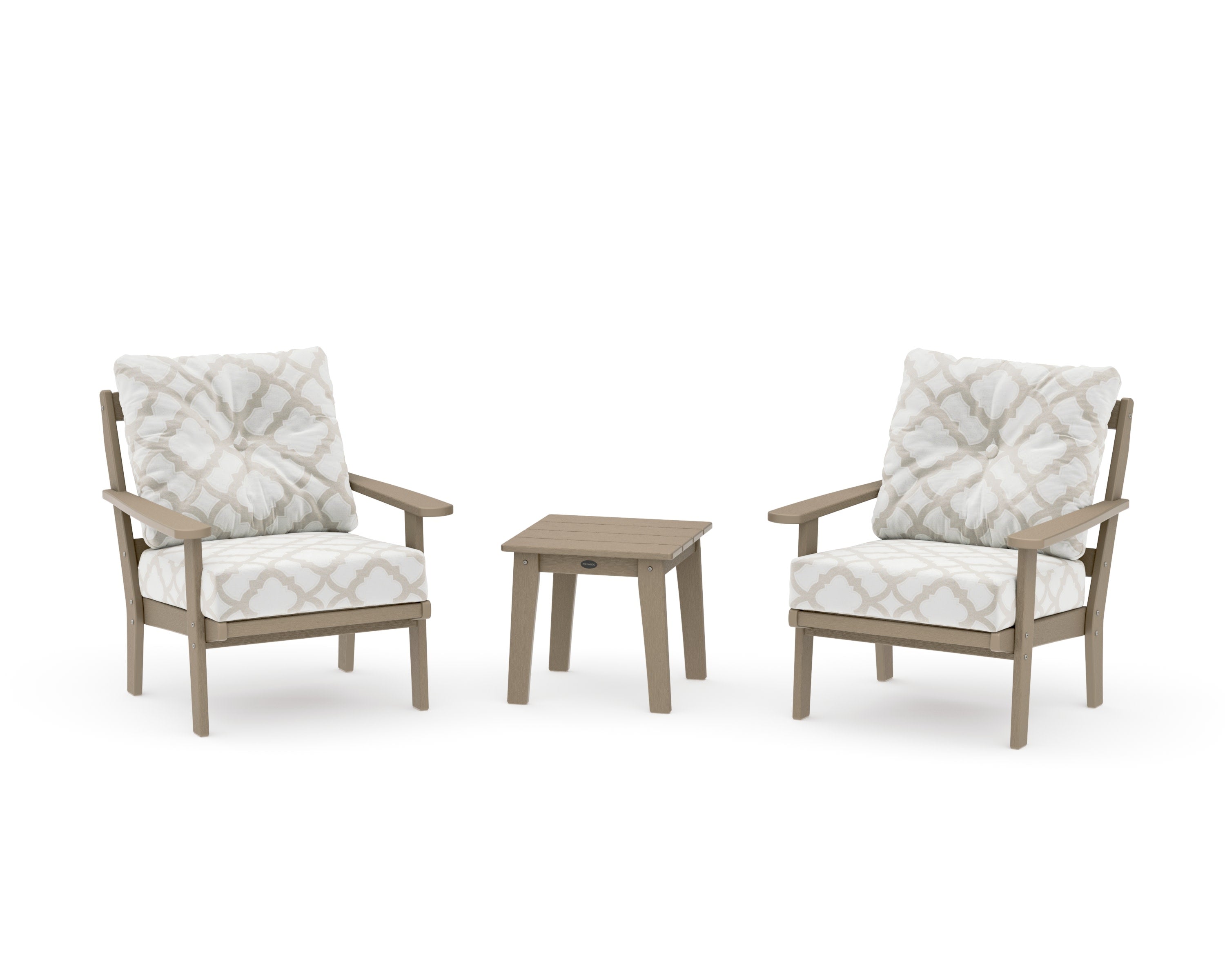 Mission 3-Piece Deep Seating Set in Vintage Sahara / Trellis Dune Burlap