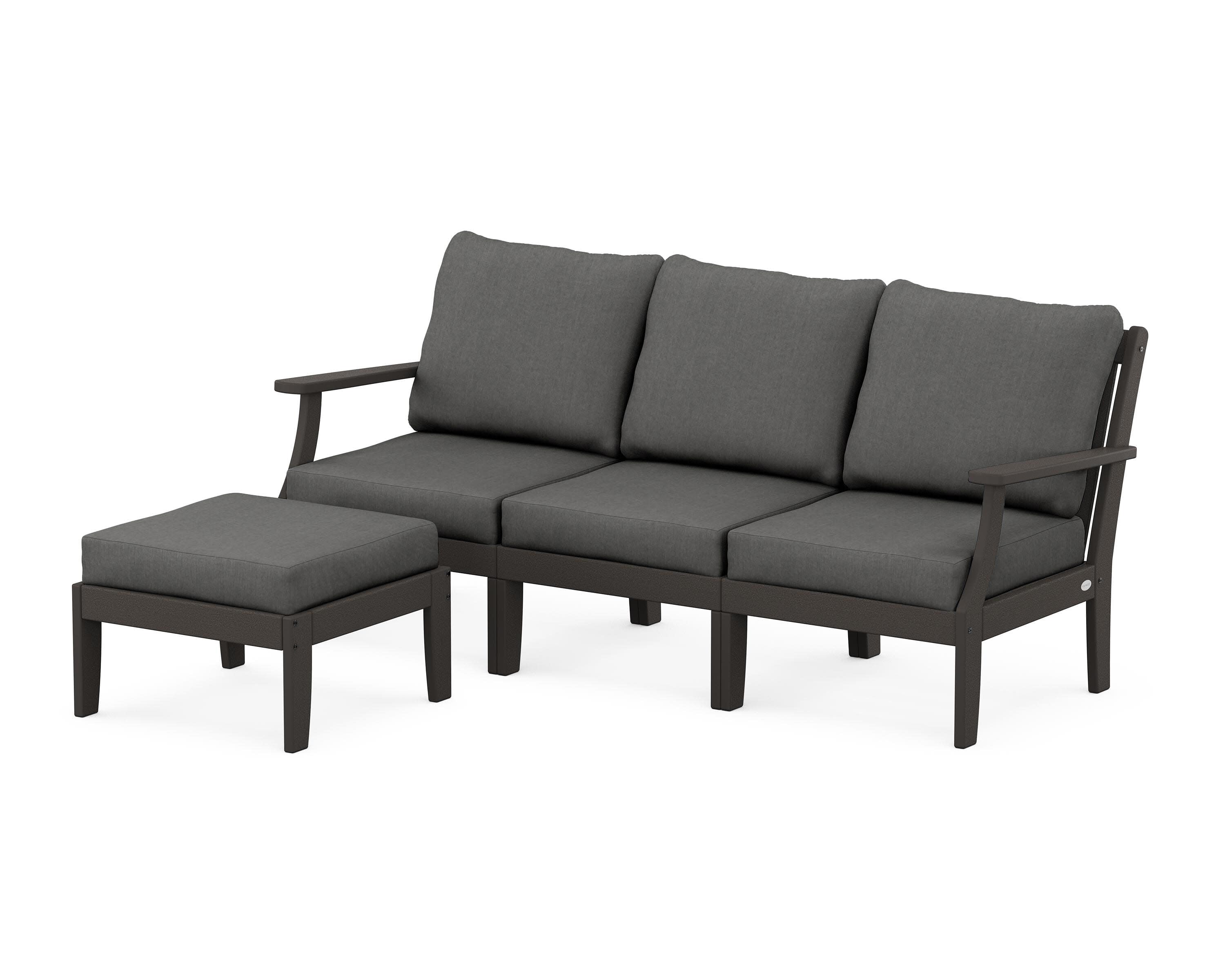 Braxton Modular 4-Piece Deep Seating Set with Ottoman in Vintage Coffee / Spectrum Carbon