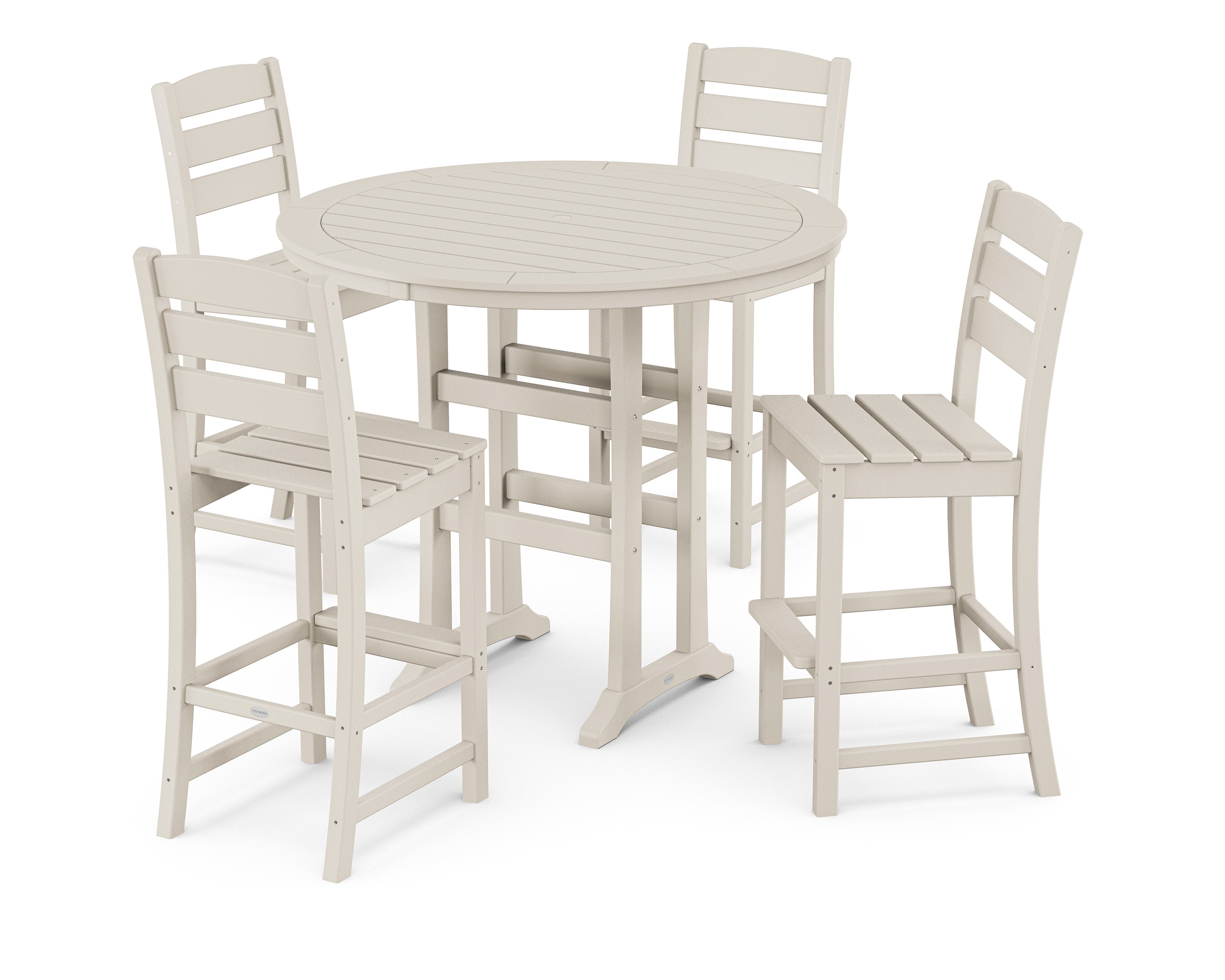 Lakeside 5-Piece Round Farmhouse Side Chair Bar Set in Sand