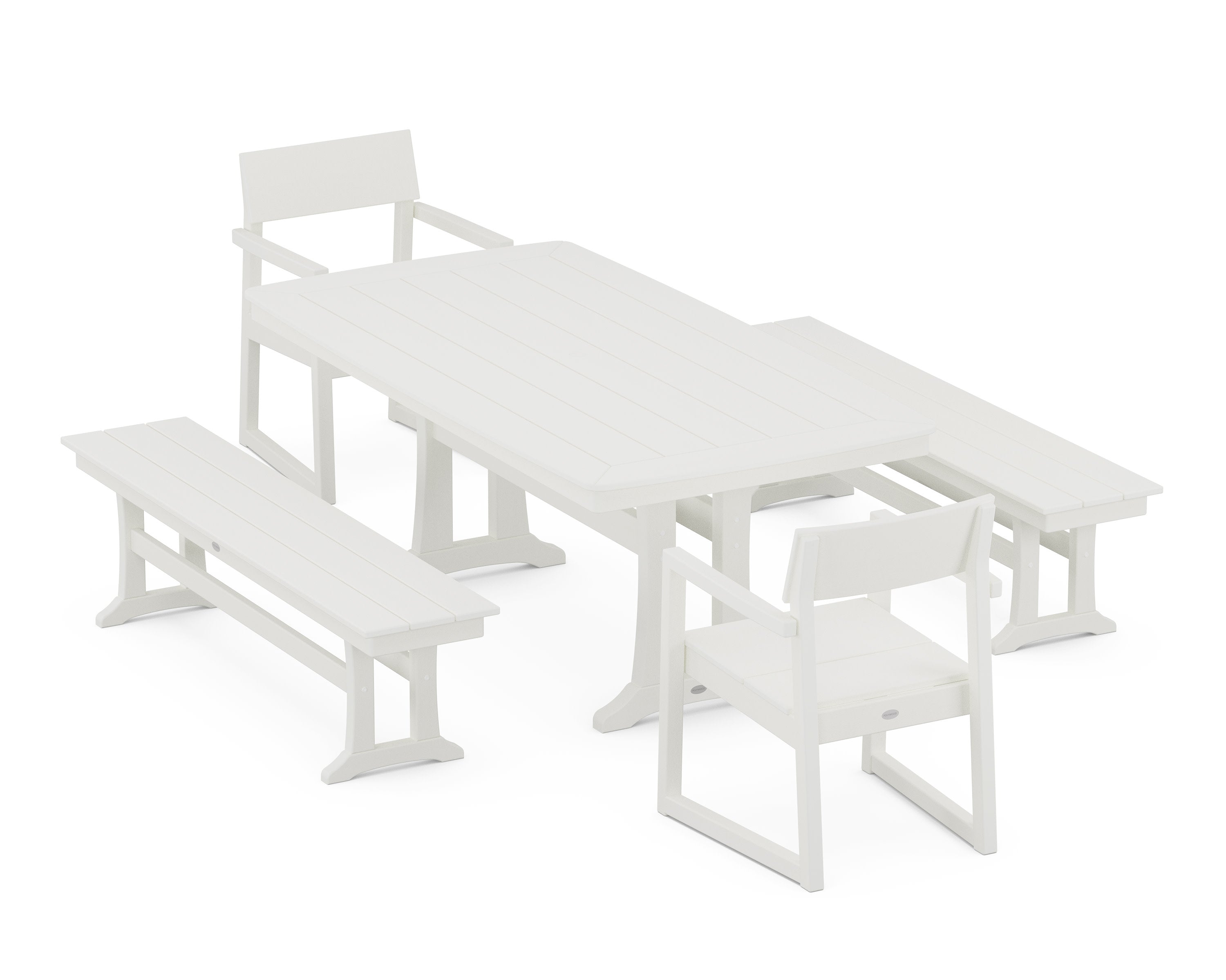 EDGE 5-Piece Dining Set with Trestle Legs in Vintage White
