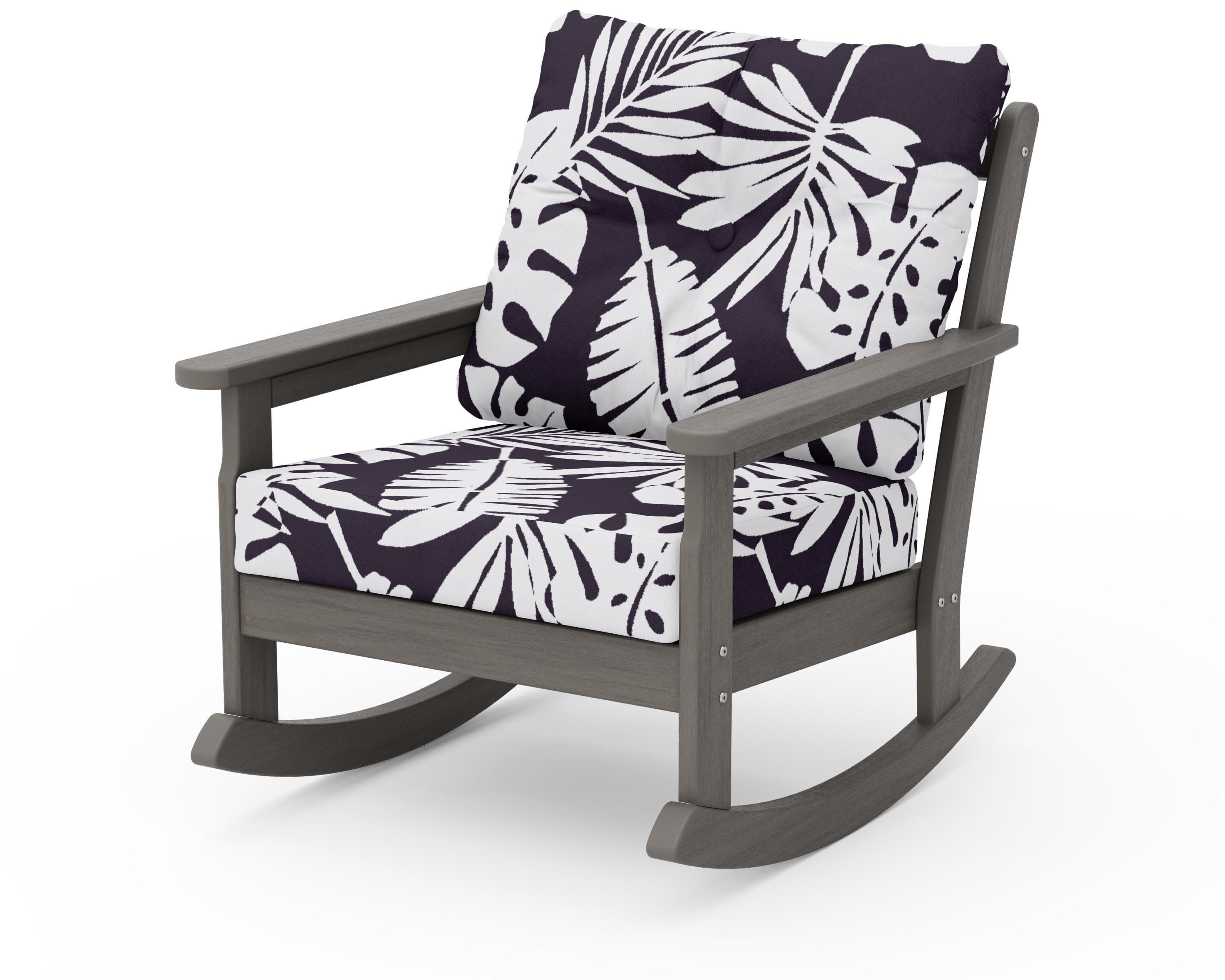 Vineyard Deep Seating Rocking Chair in Driftwood / Leaf Navy