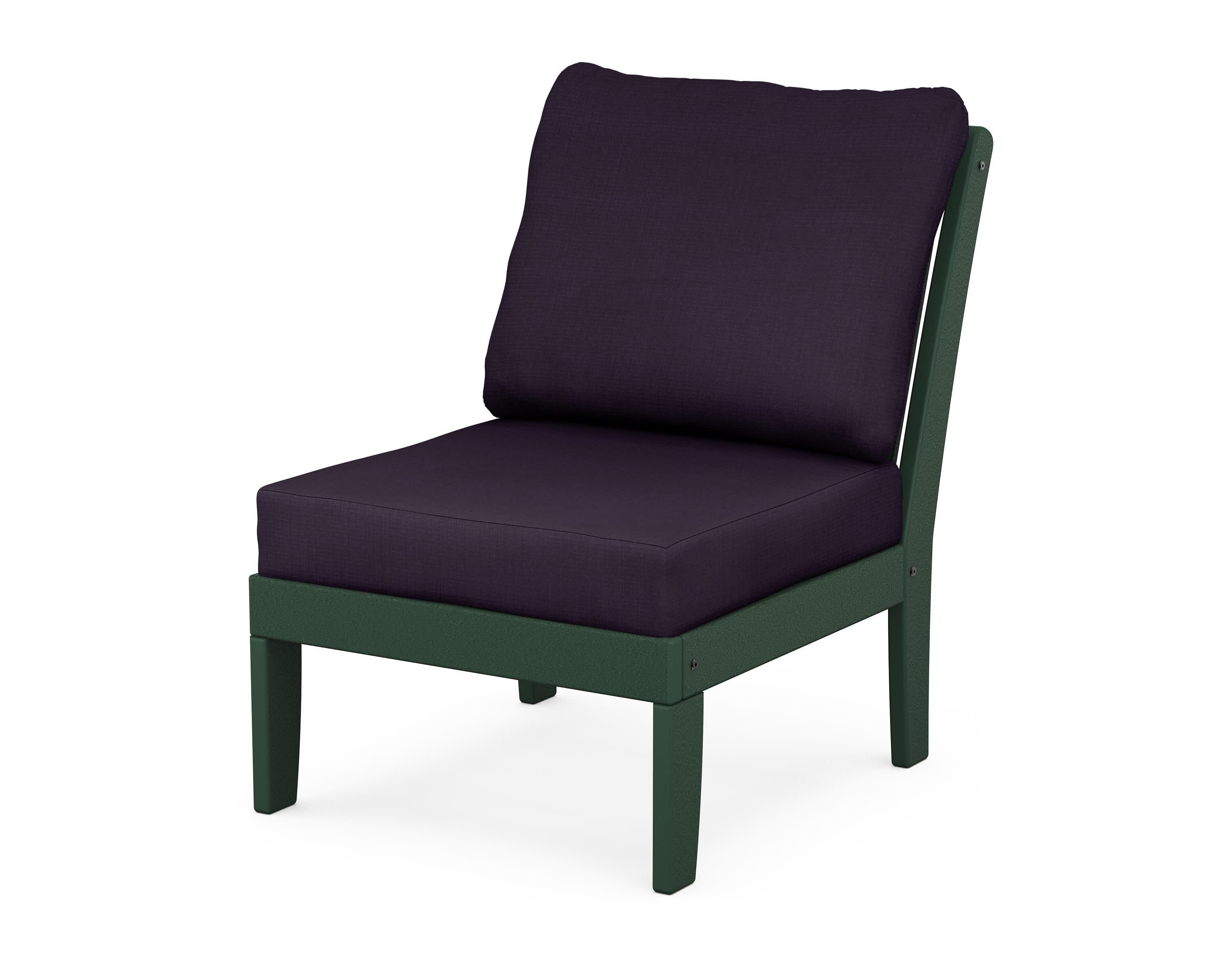 Braxton Modular Armless Chair in Green / Navy Linen