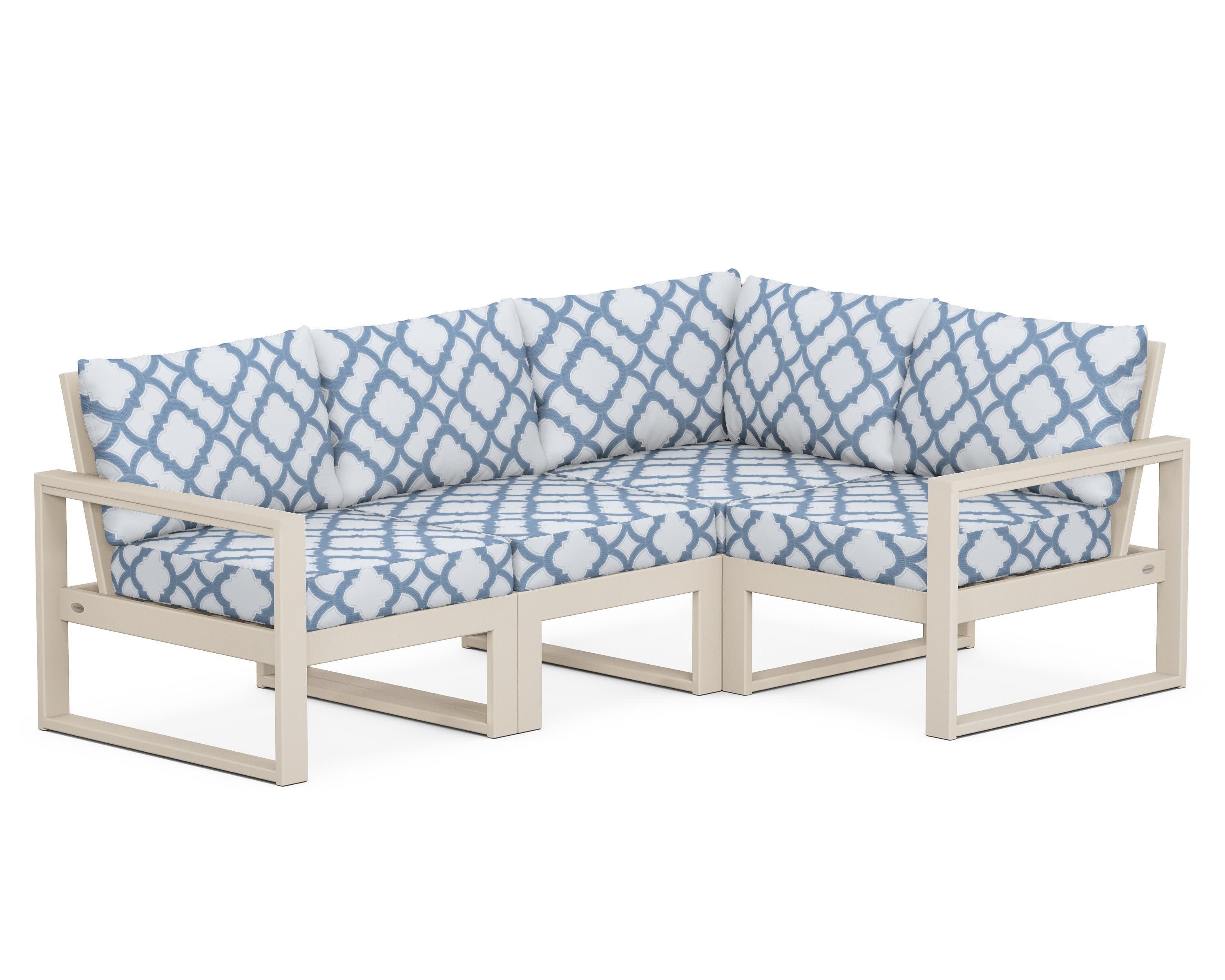 EDGE 4-Piece Modular Deep Seating Set in Sand / Trellis Sky Blue