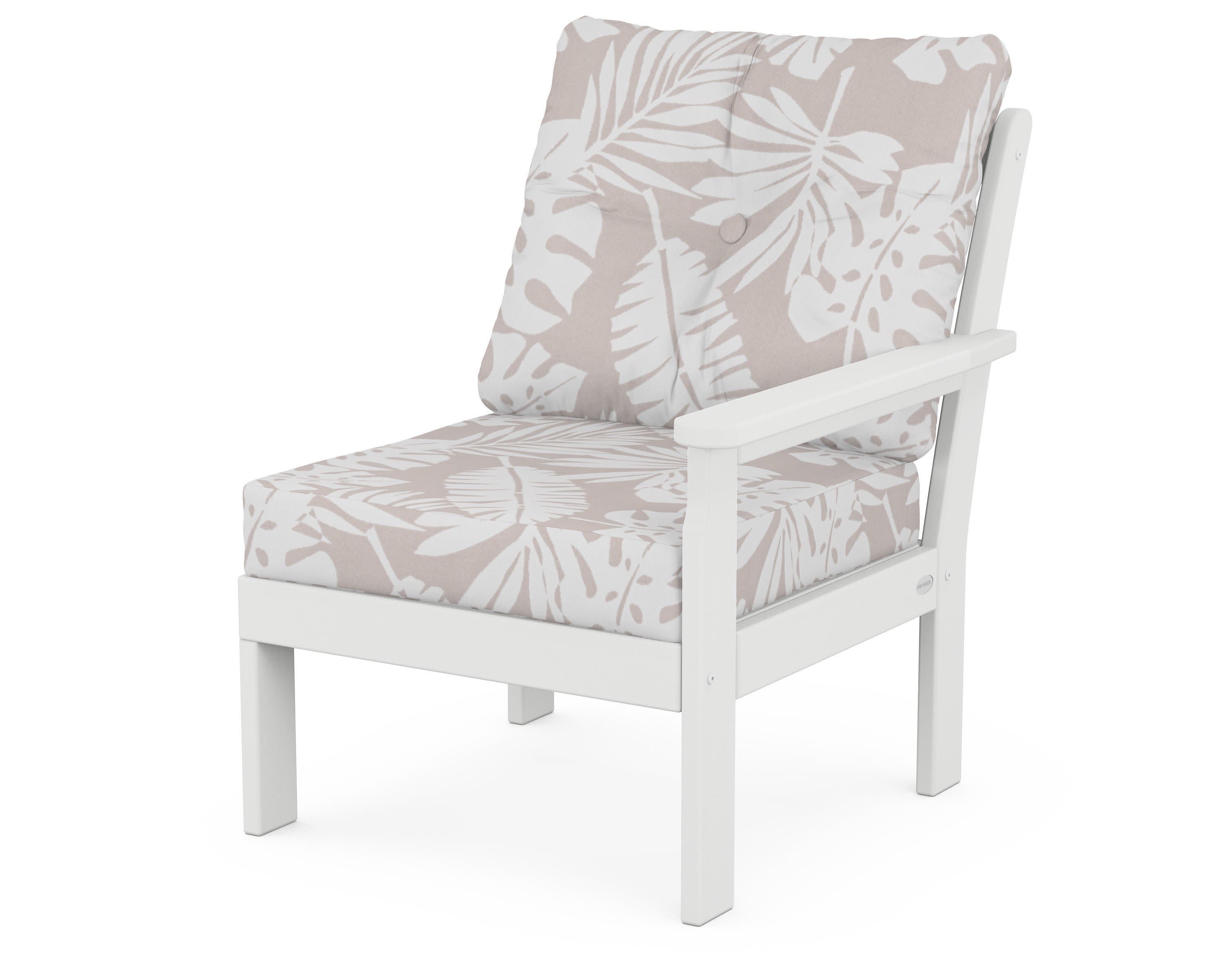 Vineyard Modular Right Arm Chair in White / Leaf Dune Burlap