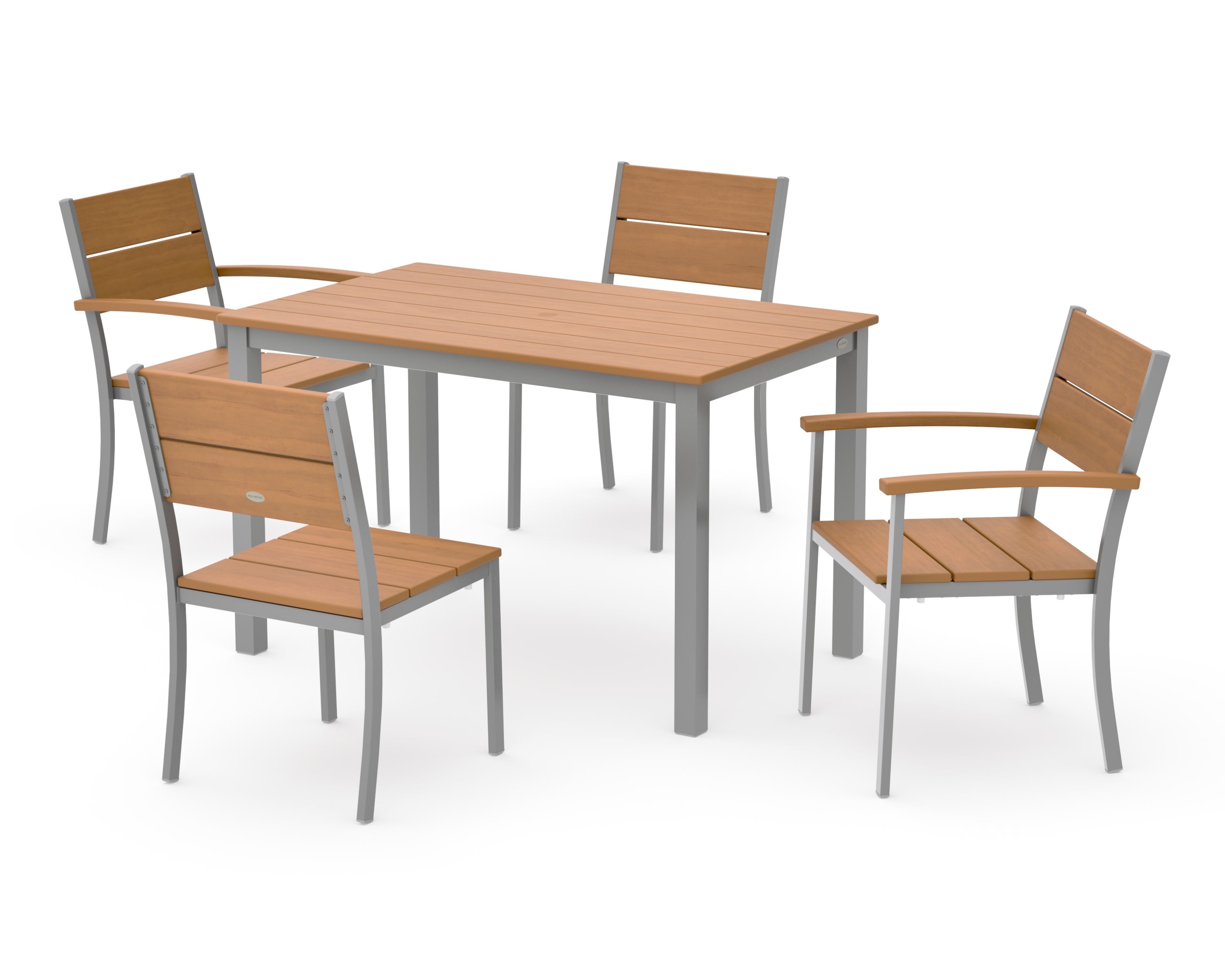 Main Street 5-Piece Dining Set in Silver / Natural