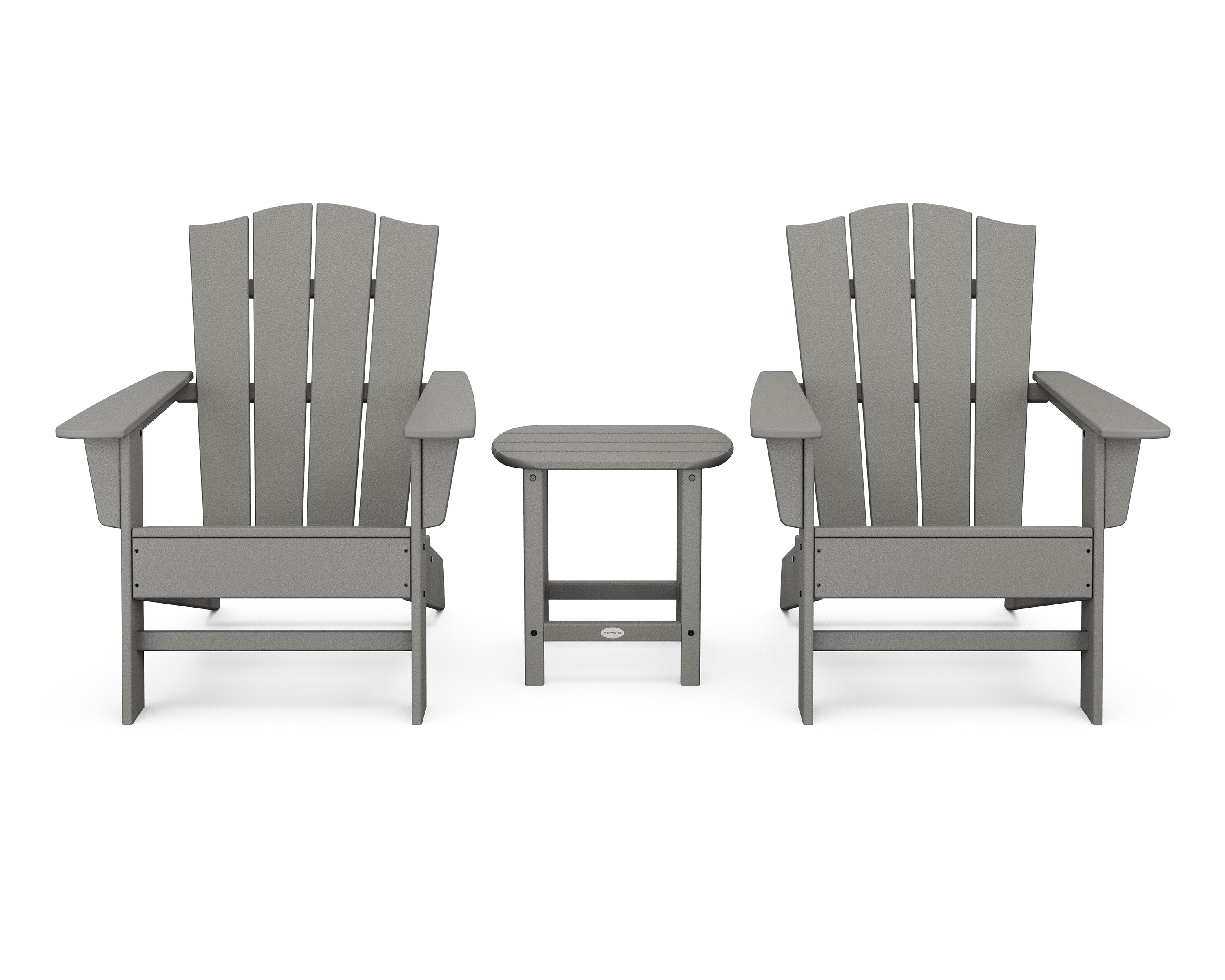 Wave 3-Piece Adirondack Chair Set with The Crest Chairs in Slate Grey