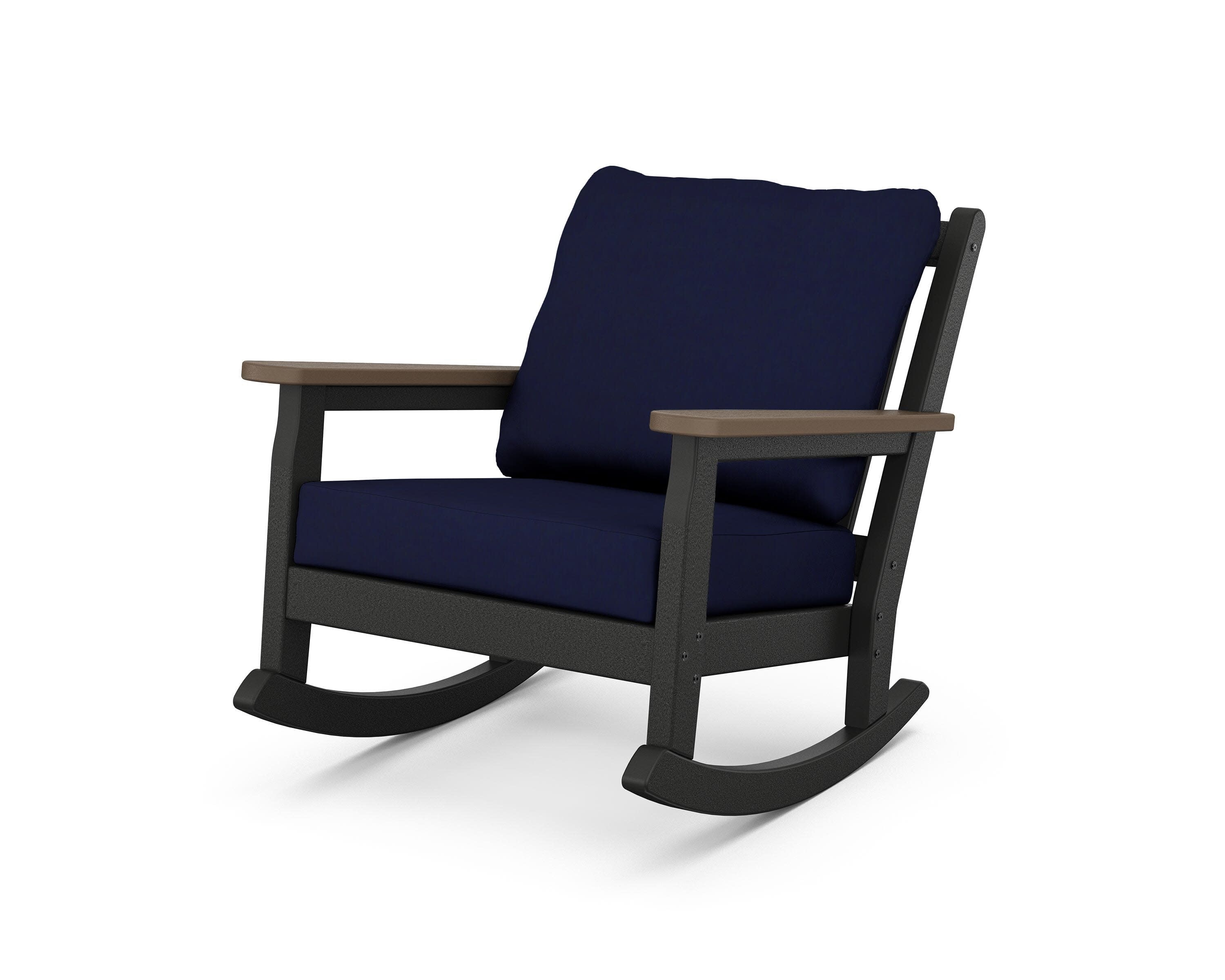 Chippendale Deep Seating Rocking Chair in Black / Kona / Navy