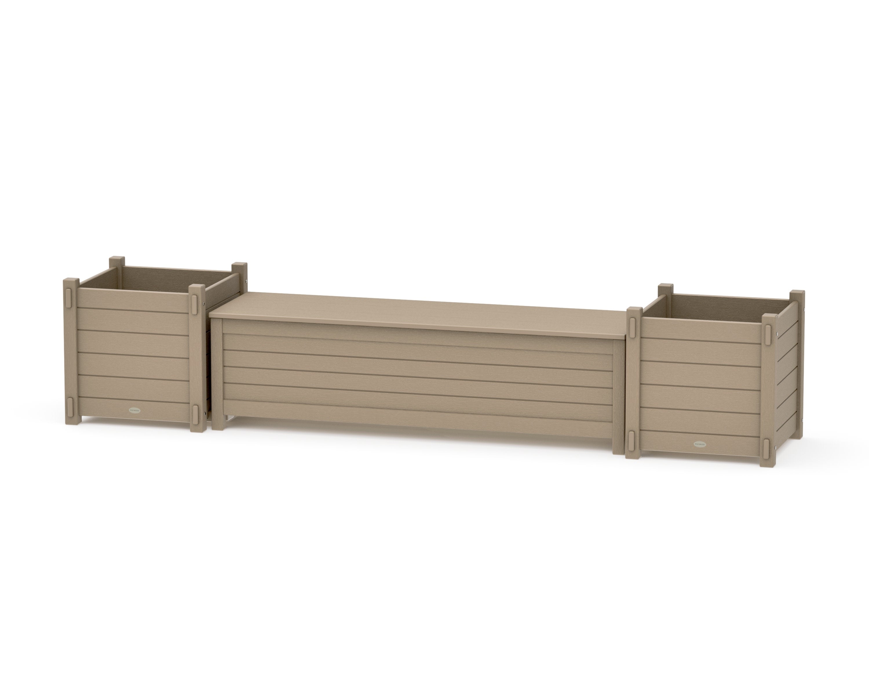 60" Nautical Straight Planter Storage Bench Set- Large in Vintage Sahara