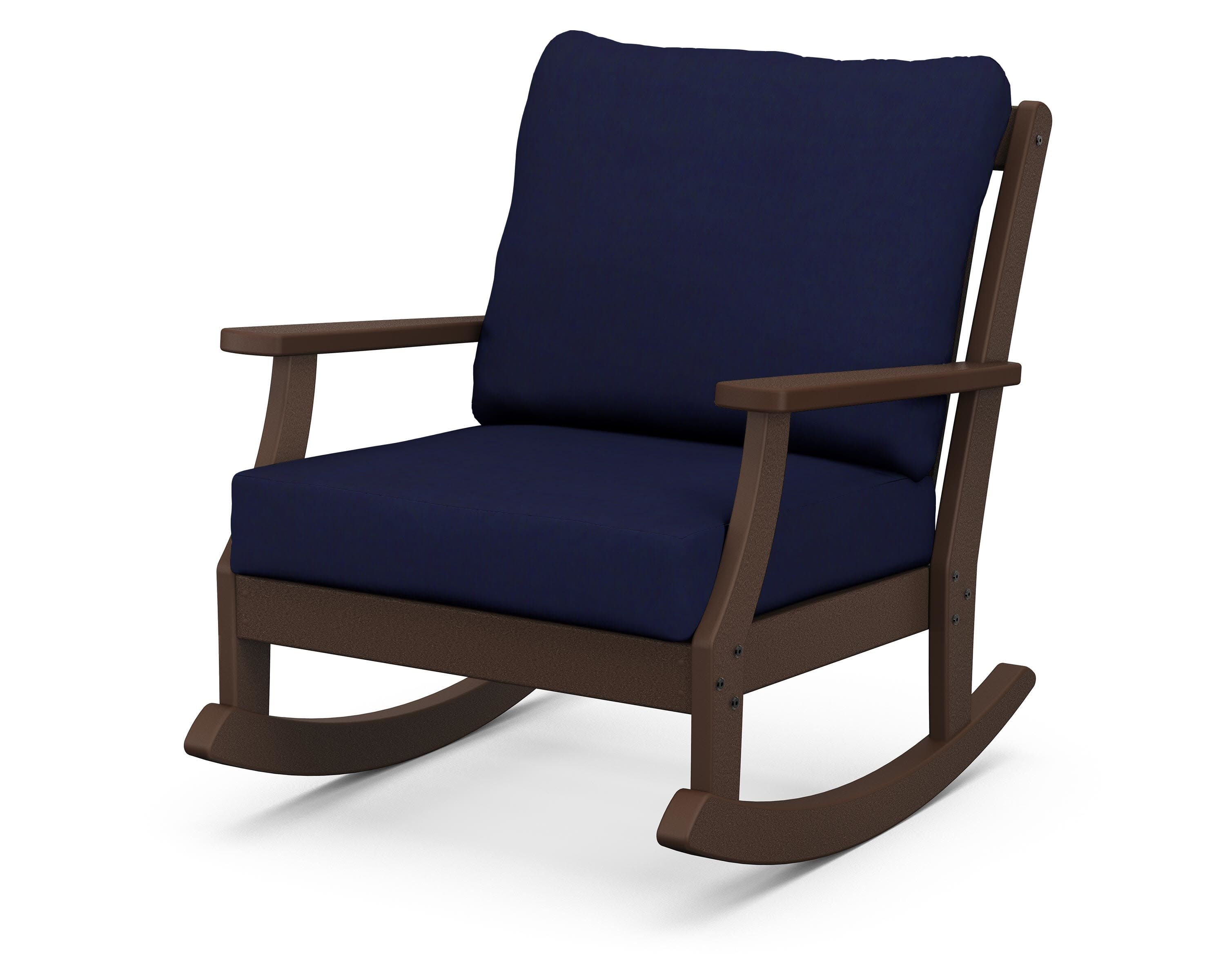 Braxton Deep Seating Rocking Chair in Mahogany / Navy