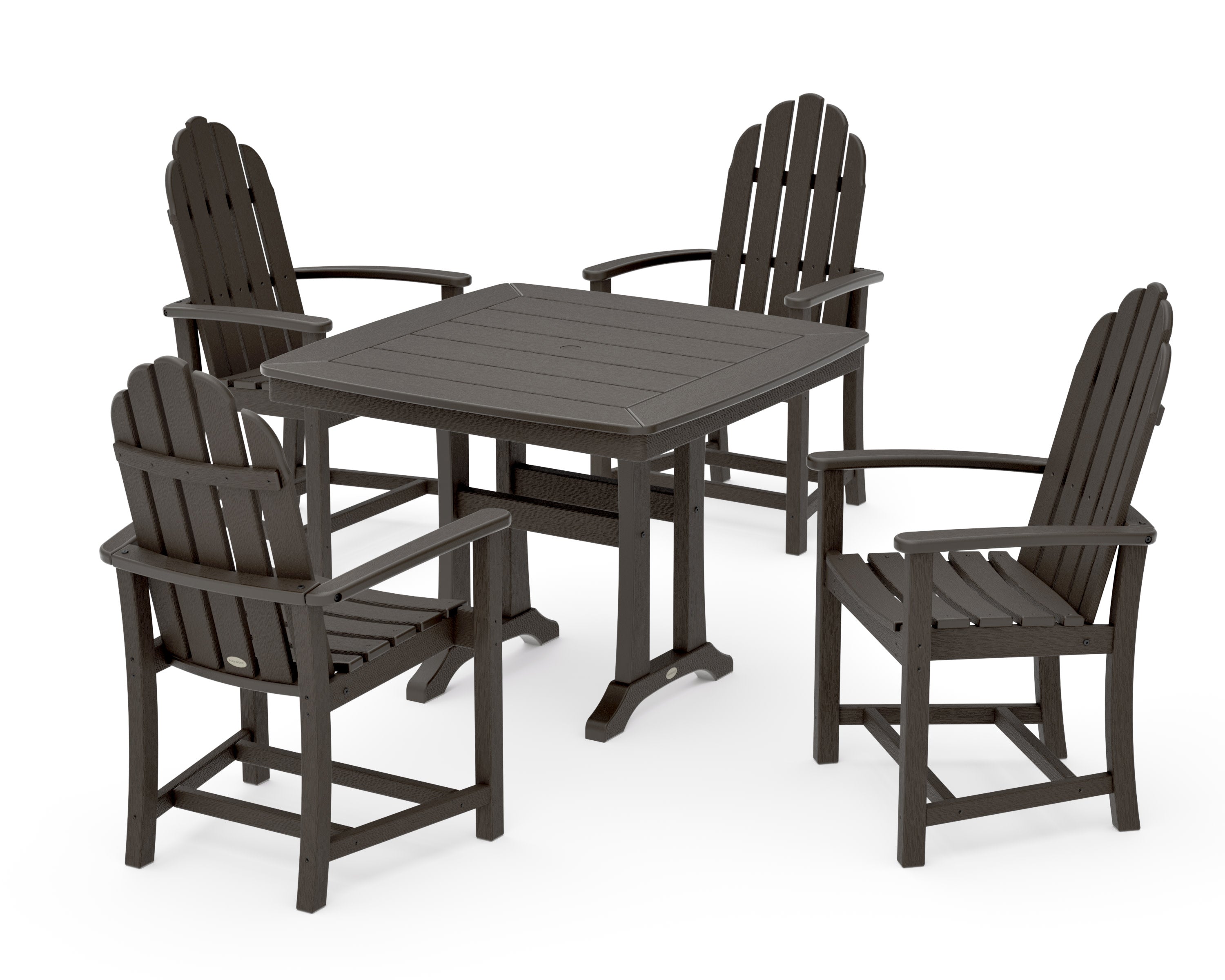 Classic Adirondack 5-Piece Dining Set with Trestle Legs in Vintage Coffee