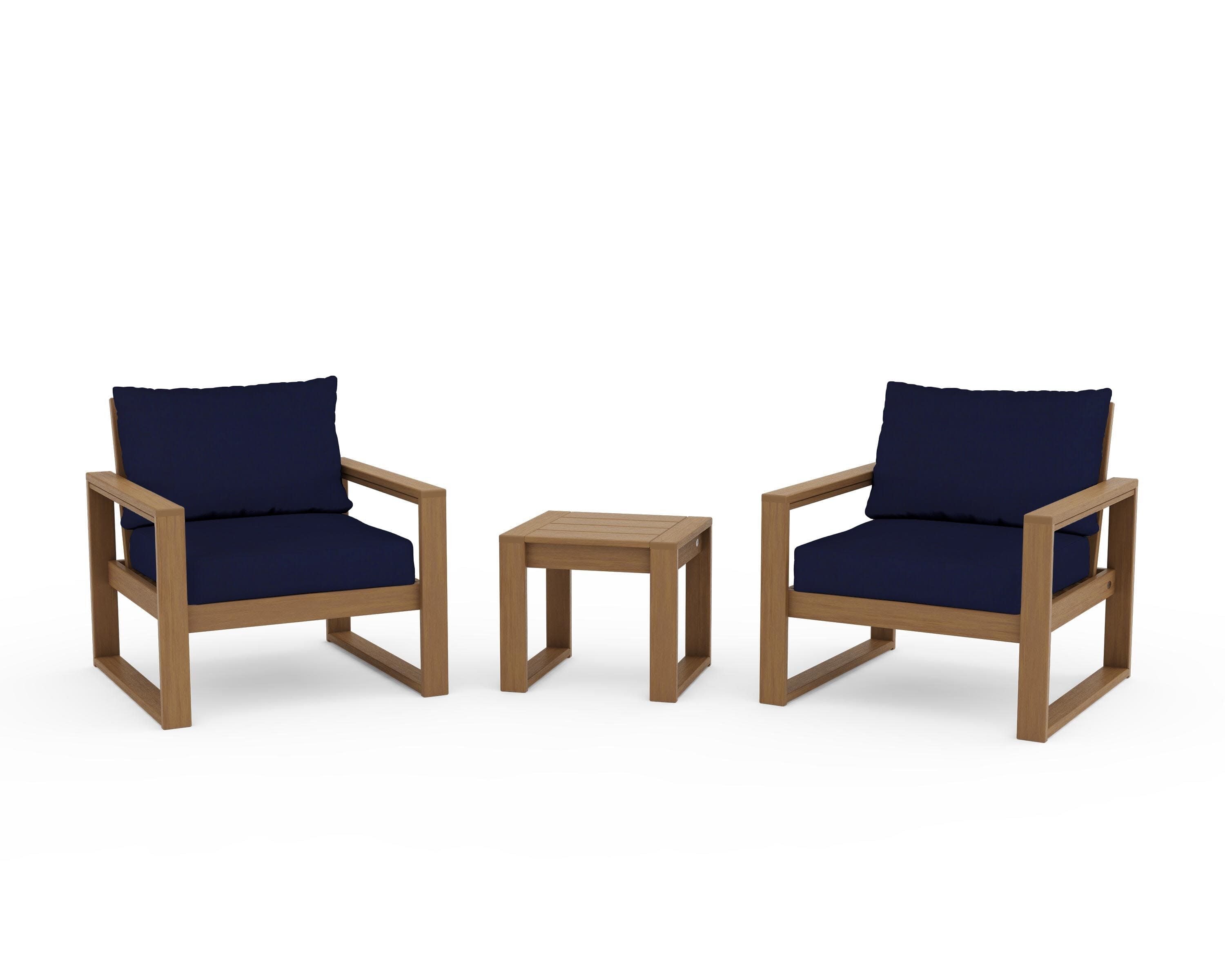 EDGE Sectional 3-Piece Deep Seating Set in Natural / Navy