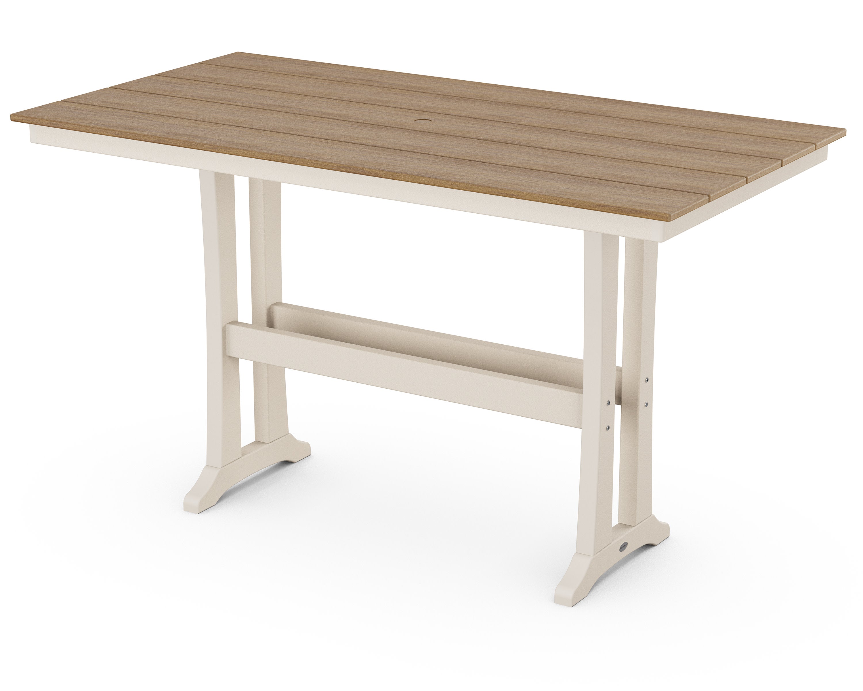 Farmhouse Trestle 37" x 72" Bar Table in Sand / Natural