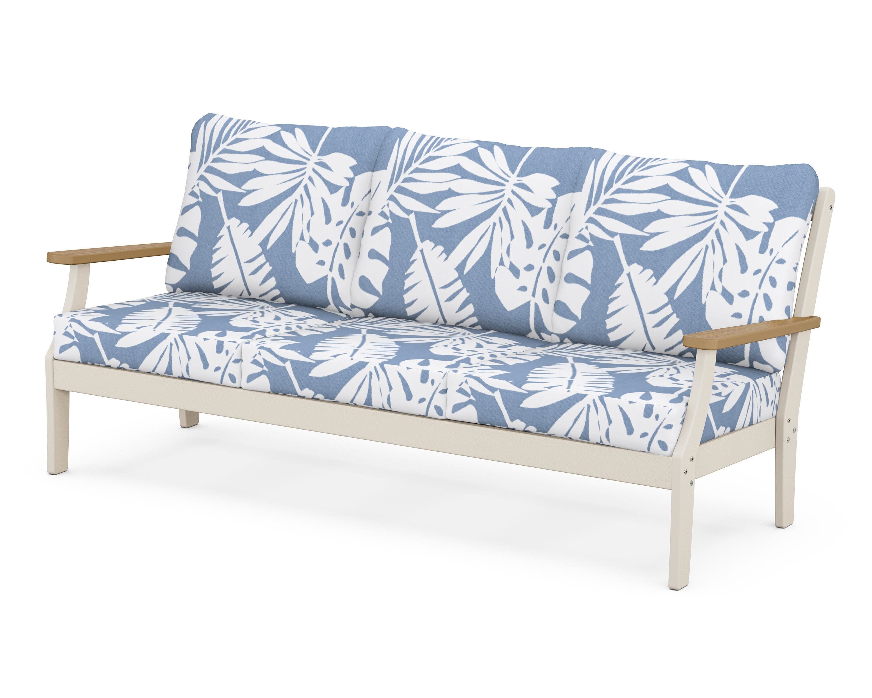 Braxton Deep Seating Sofa in Sand / Natural / Leaf Sky Blue