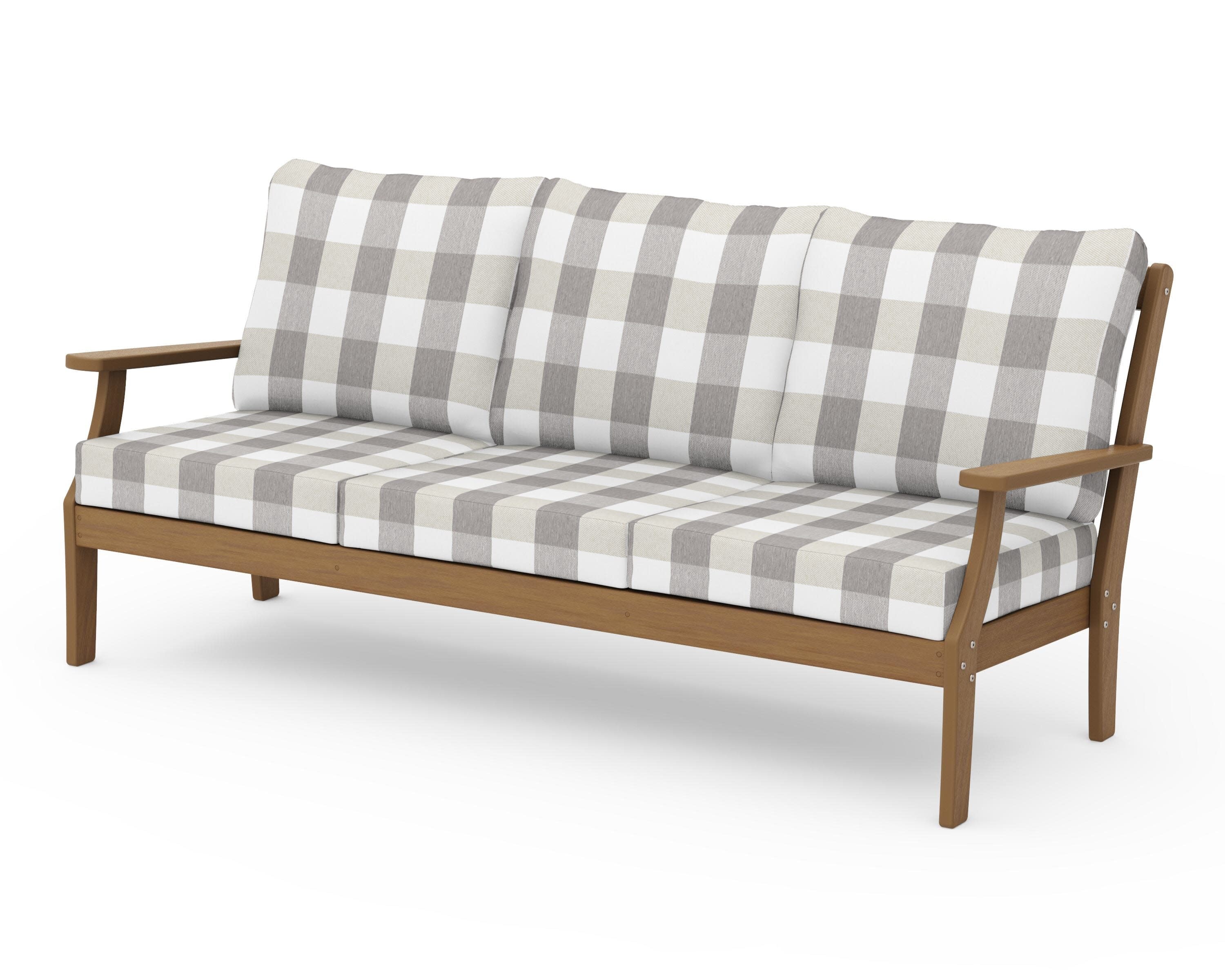Braxton Deep Seating Sofa in Natural / Buffalo Plaid Grey Mist