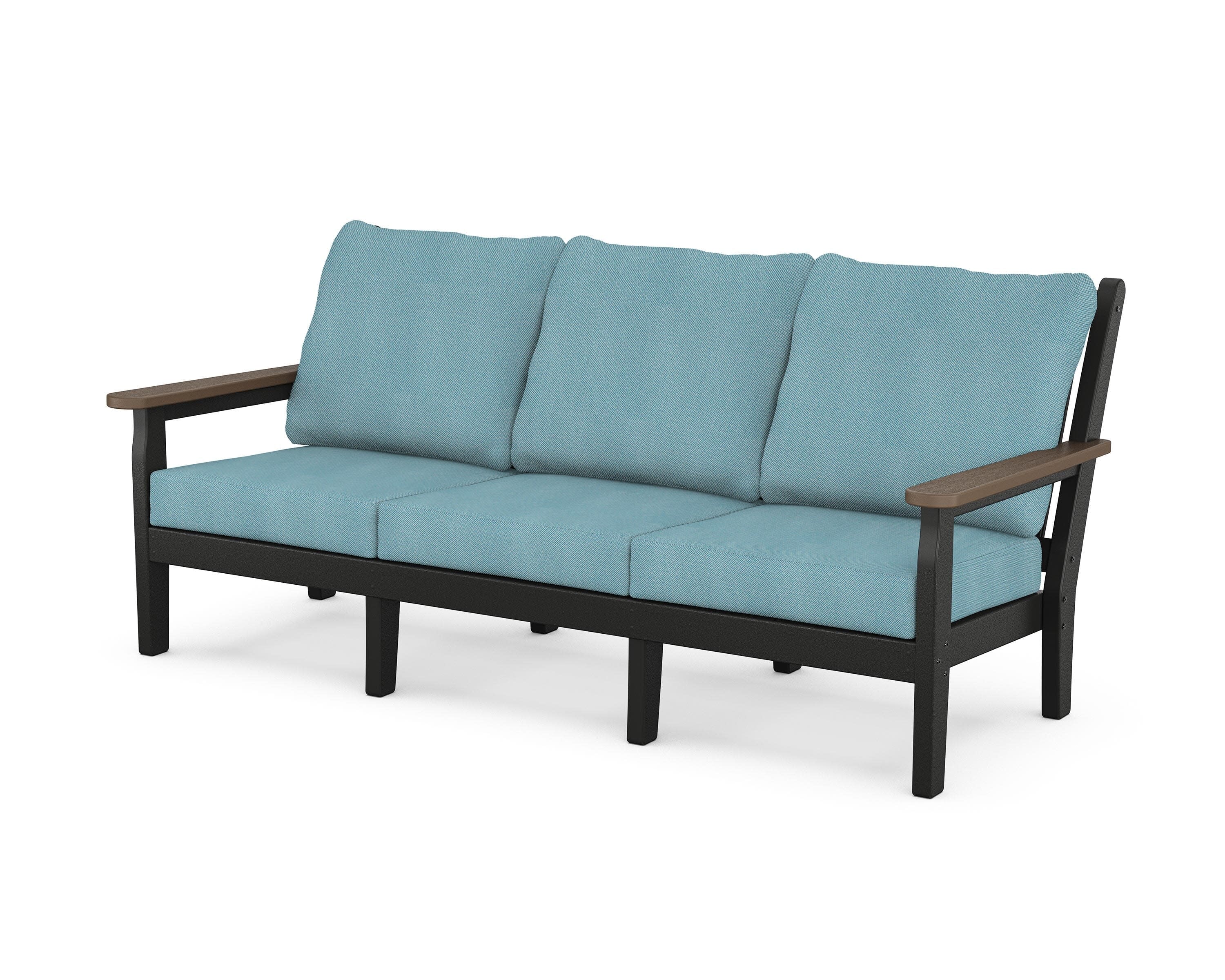Chippendale Deep Seating Sofa in Black / Kona / Lattice Sky Blue