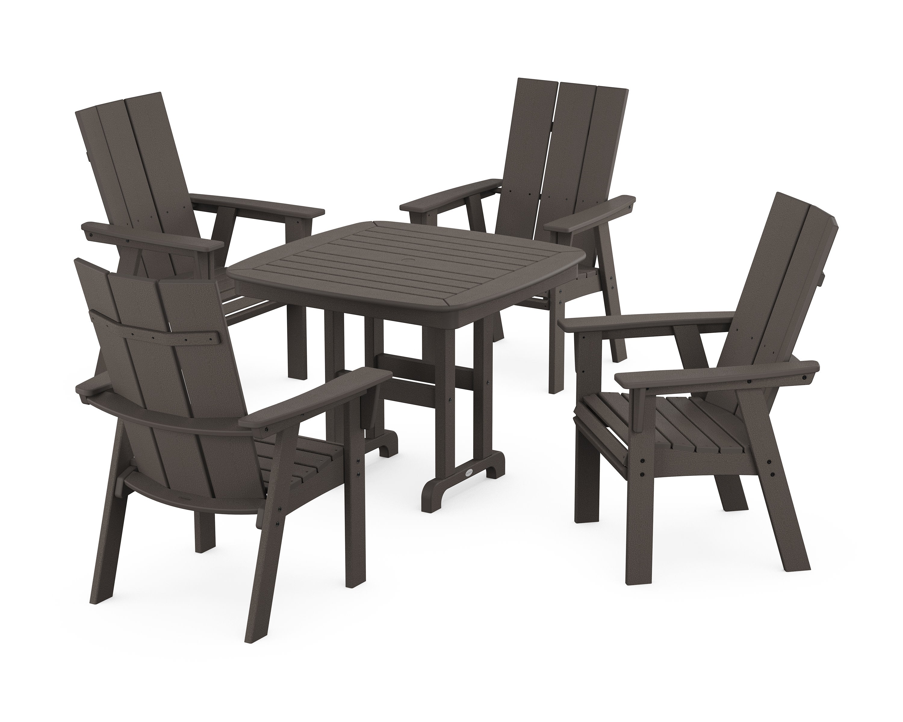 Modern Curveback Adirondack 5-Piece Dining Set in Vintage Coffee