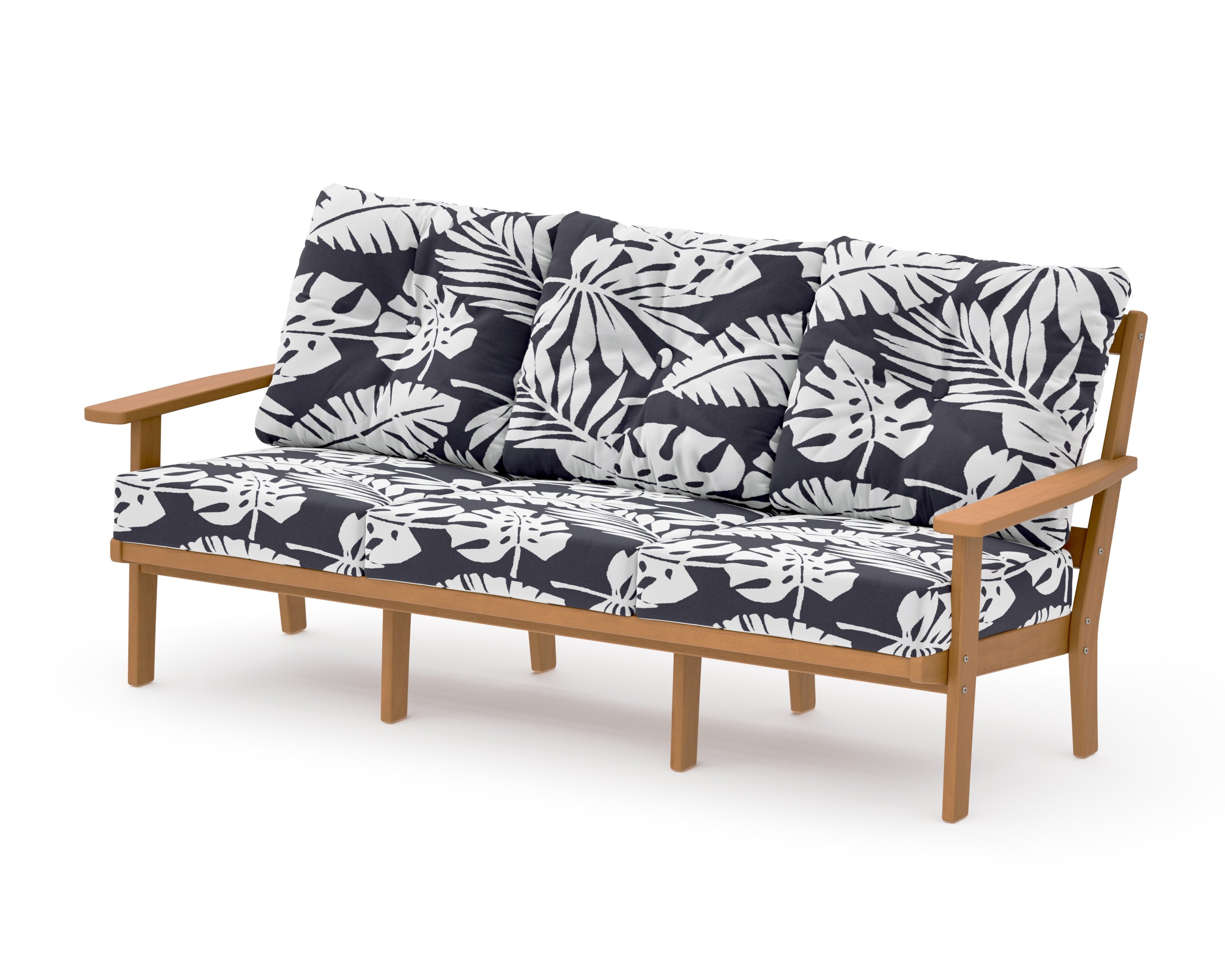Oxford Deep Seating Sofa in Natural / Leaf Navy