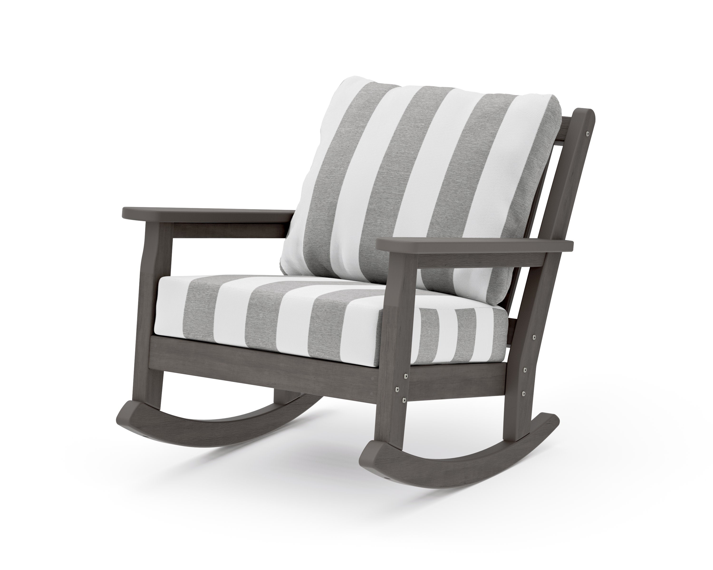 Chippendale Deep Seating Rocking Chair in Driftwood / Cabana Stripe Grey Mist