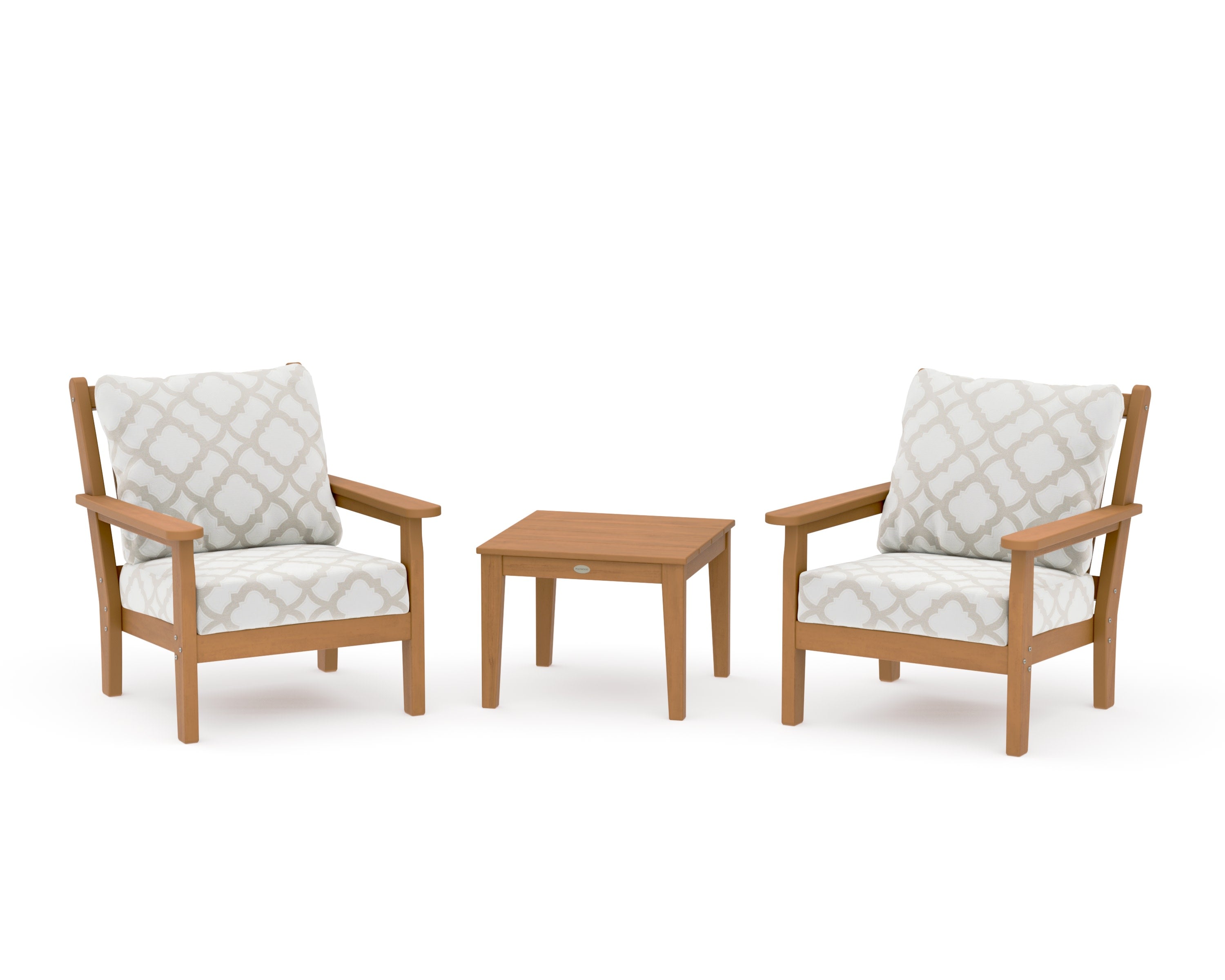 Chippendale 3-Piece Deep Seating Set in Natural / Trellis Dune Burlap