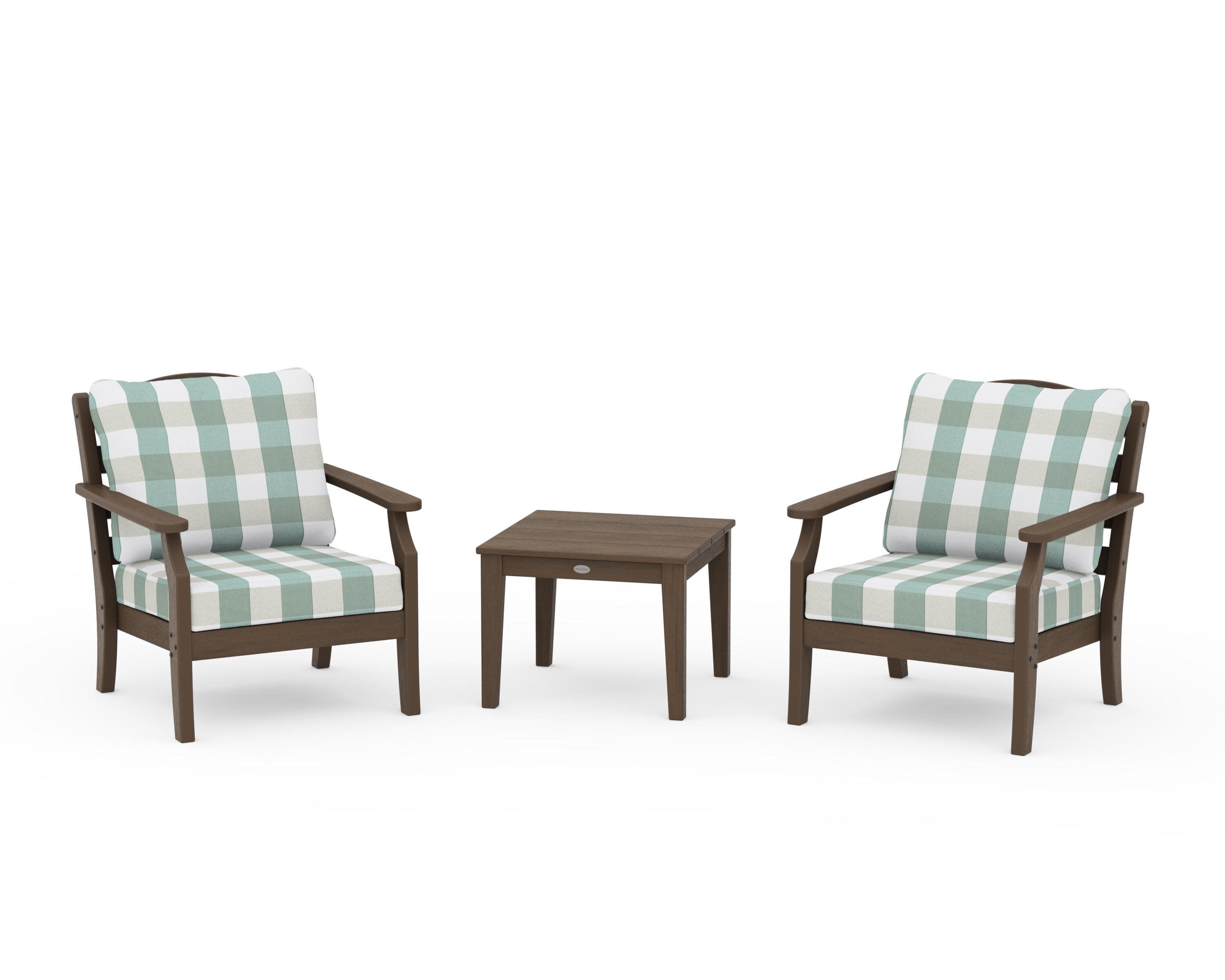 Savannah 3-Piece Deep Seating Set in Kona / Buffalo Plaid Glacier Spa