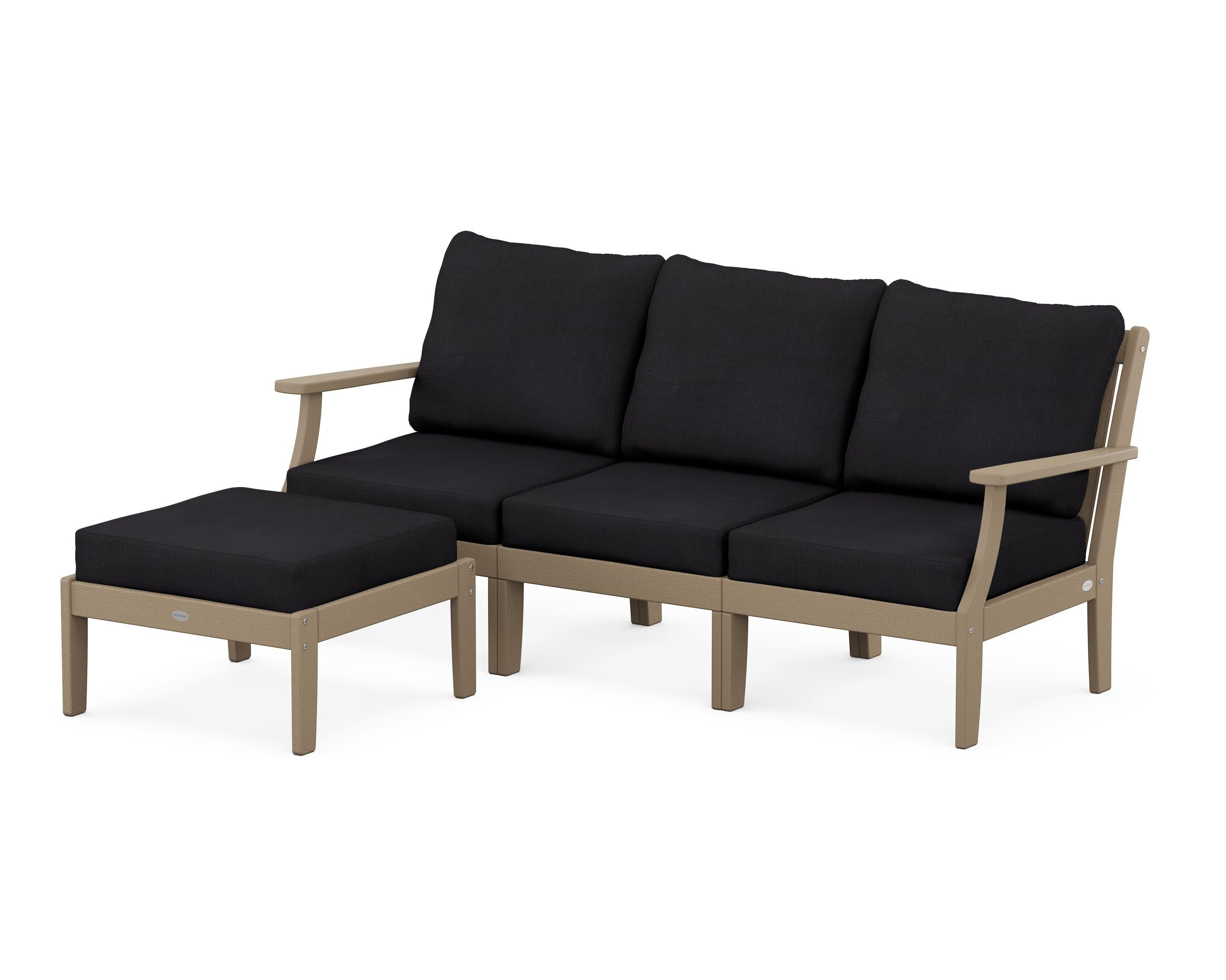 Braxton Modular 4-Piece Deep Seating Set with Ottoman in Vintage Sahara / Midnight Linen