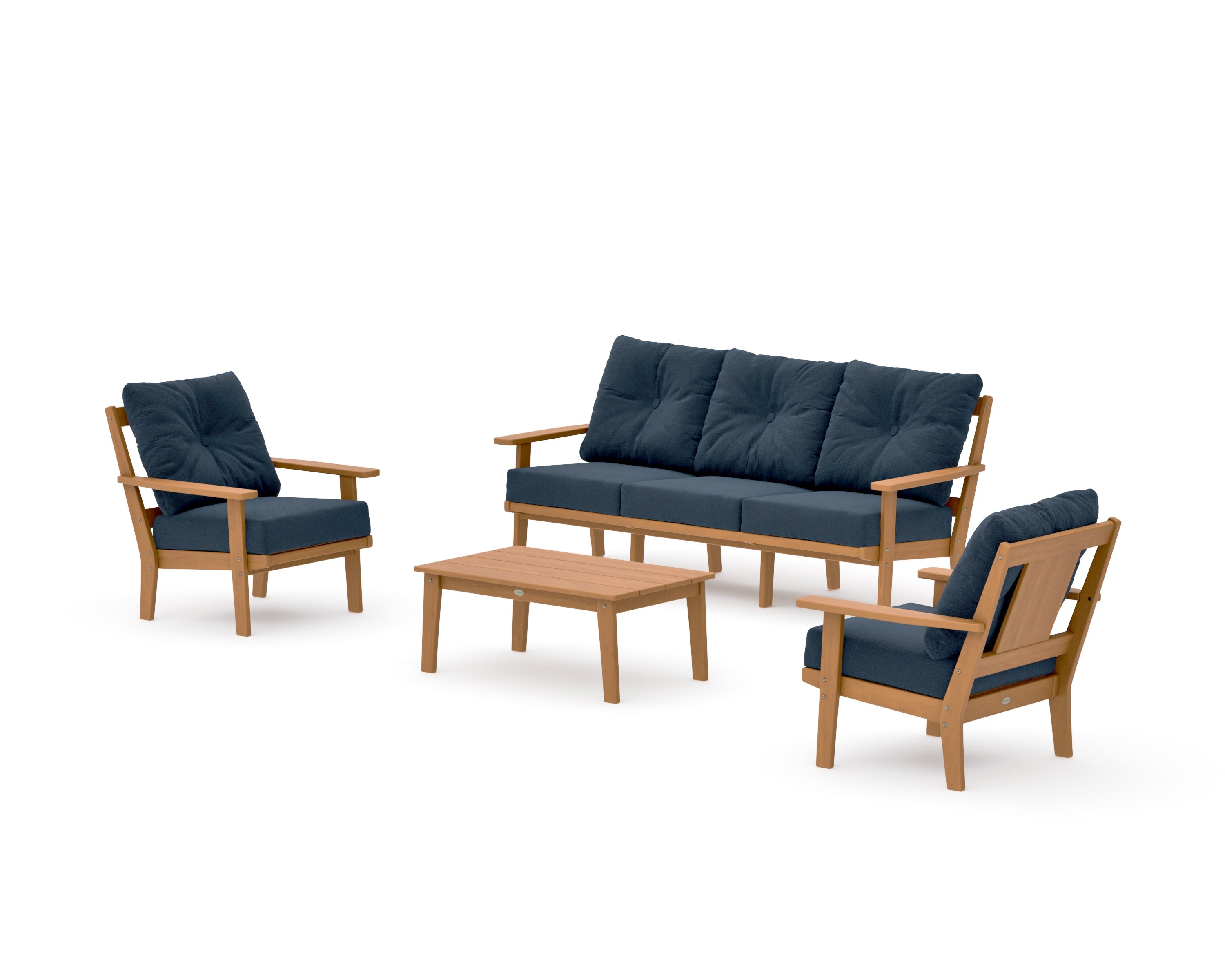 Prairie 4-Piece Deep Seating Set with Sofa in Natural / Marine Indigo