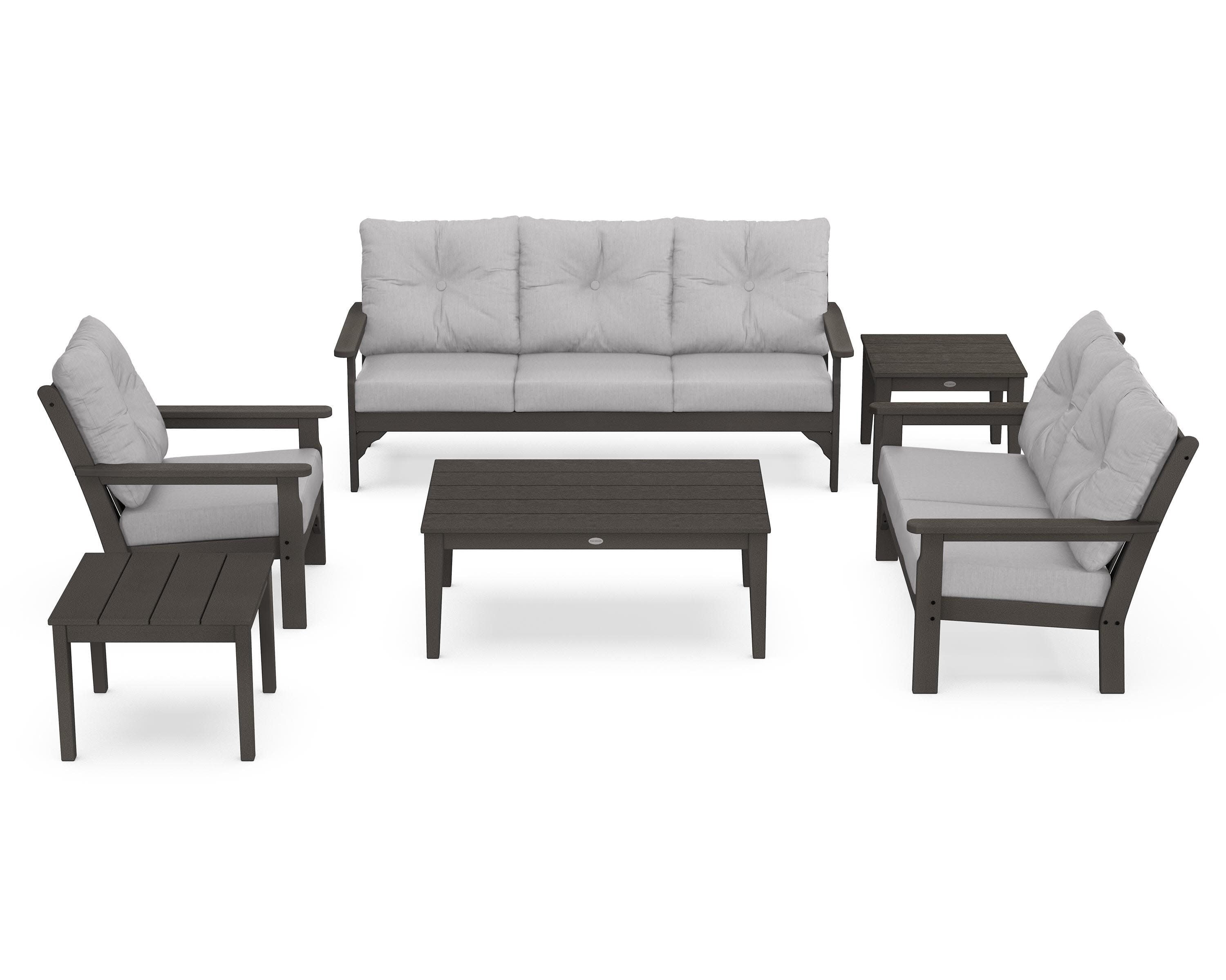 Vineyard 6-Piece Deep Seating Set in Vintage Coffee / Granite