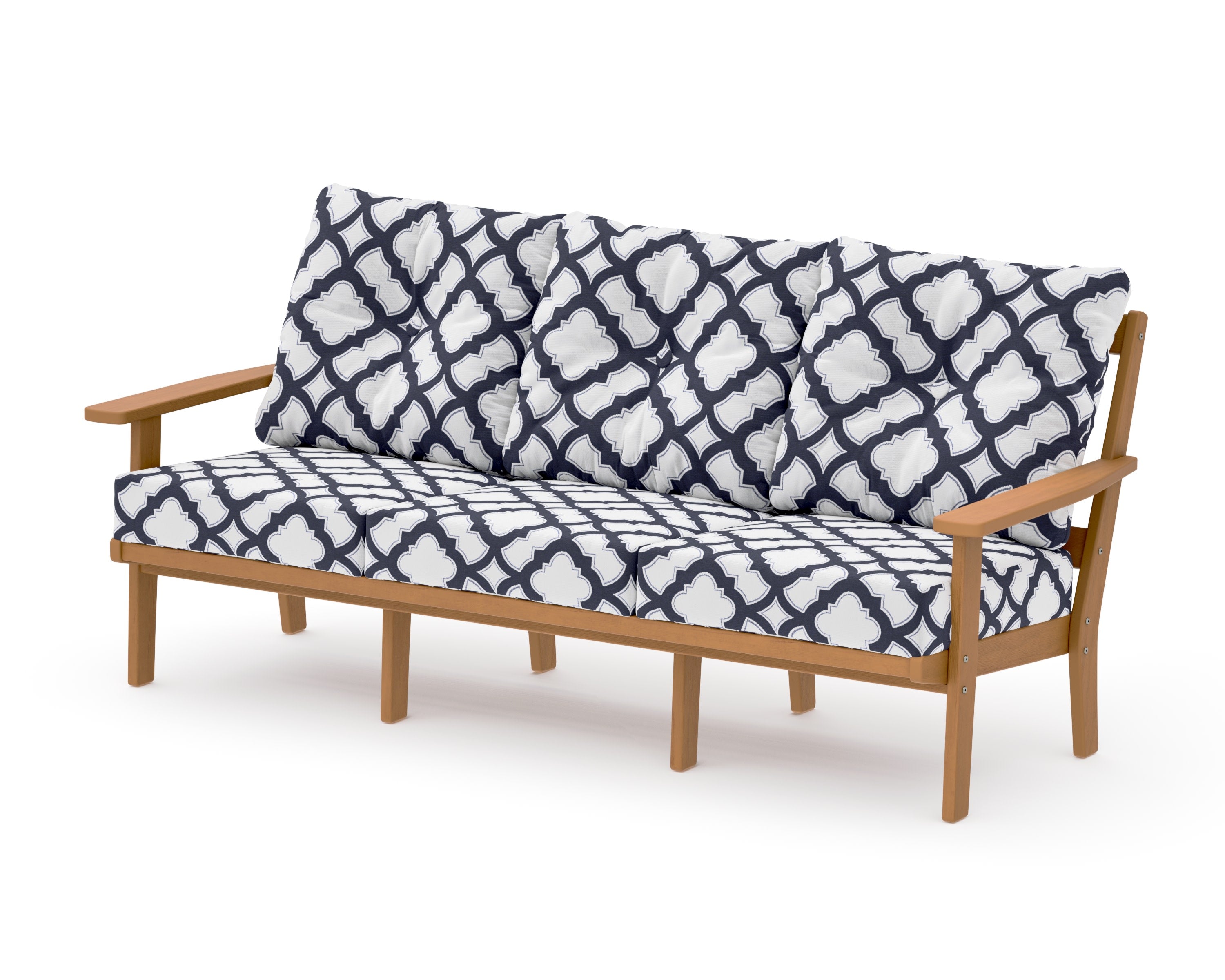Oxford Deep Seating Sofa in Natural / Trellis Navy