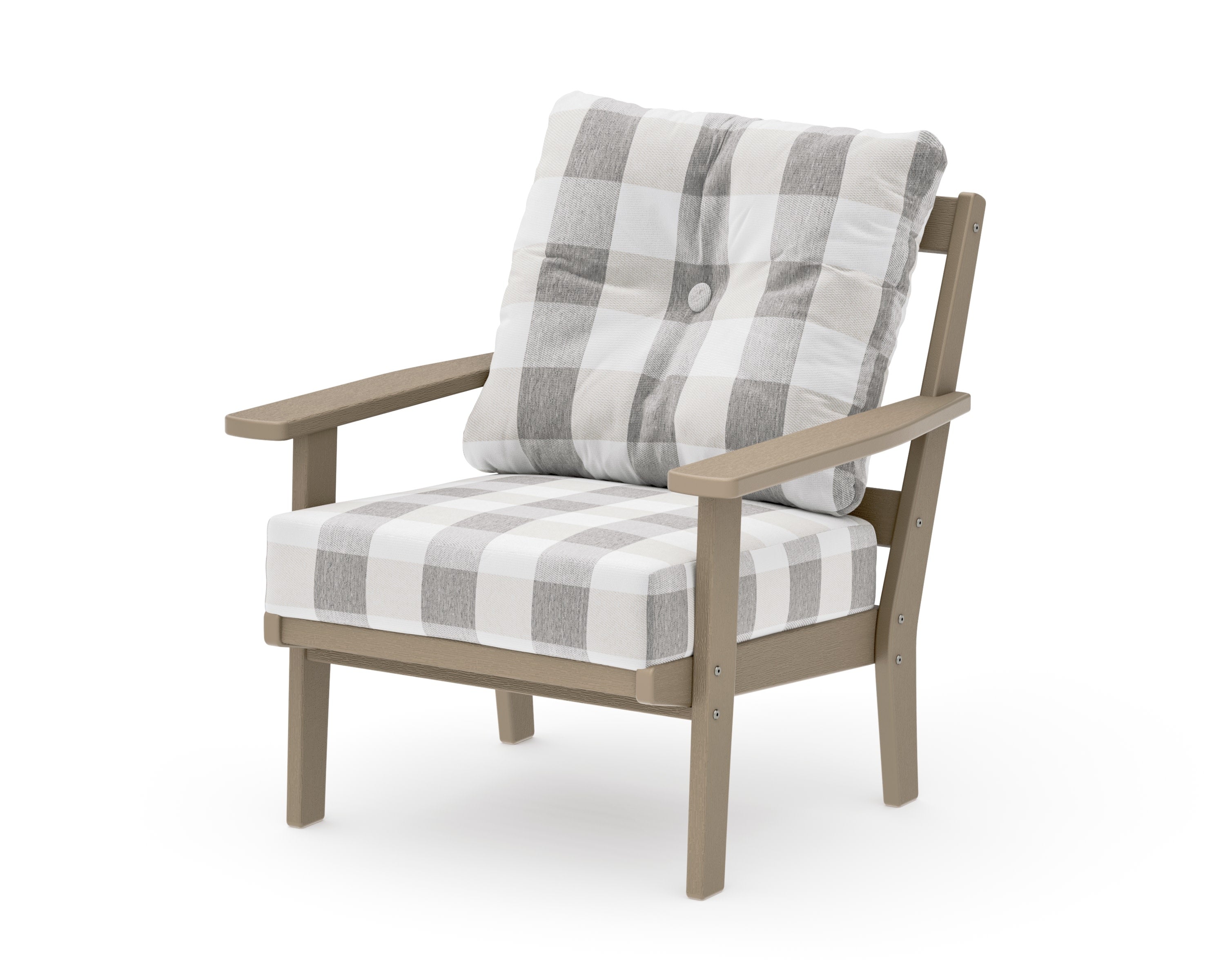 Oxford Deep Seating Chair in Vintage Sahara / Buffalo Plaid Grey Mist