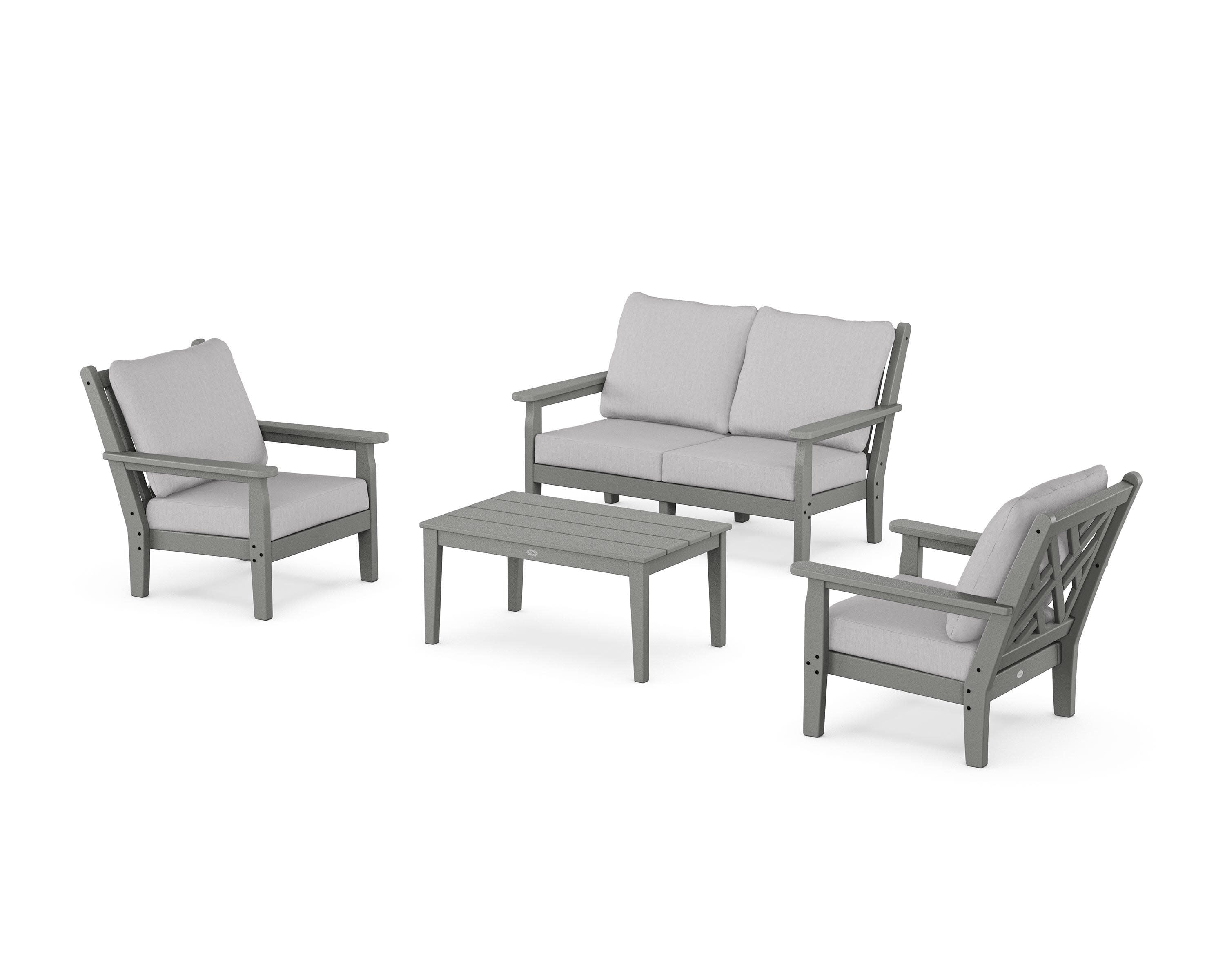 Chippendale 4-Piece Deep Seating Set with Loveseat in Slate Grey / Granite