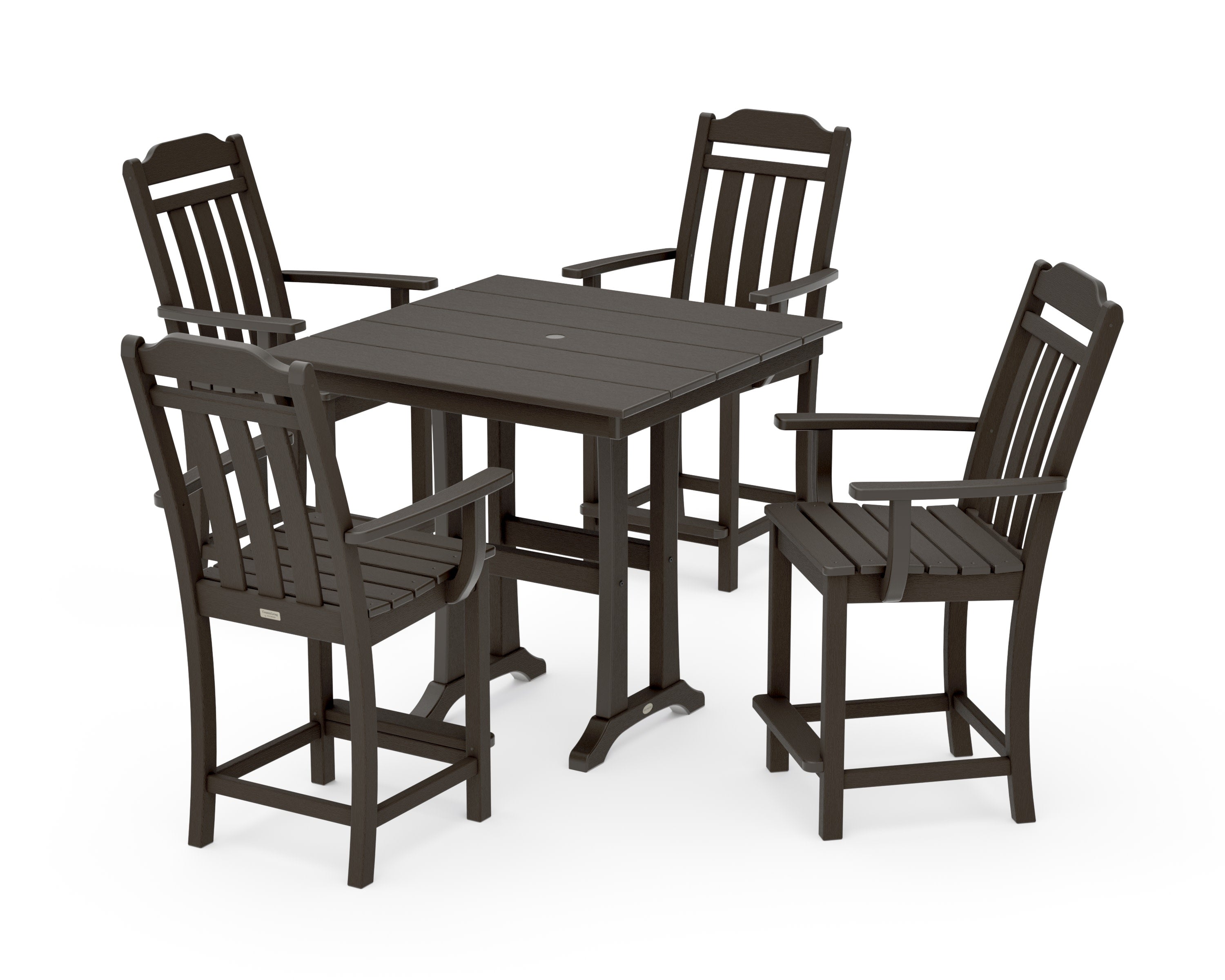 Cottage 5-Piece Farmhouse Counter Set with Trestle Legs in Vintage Coffee