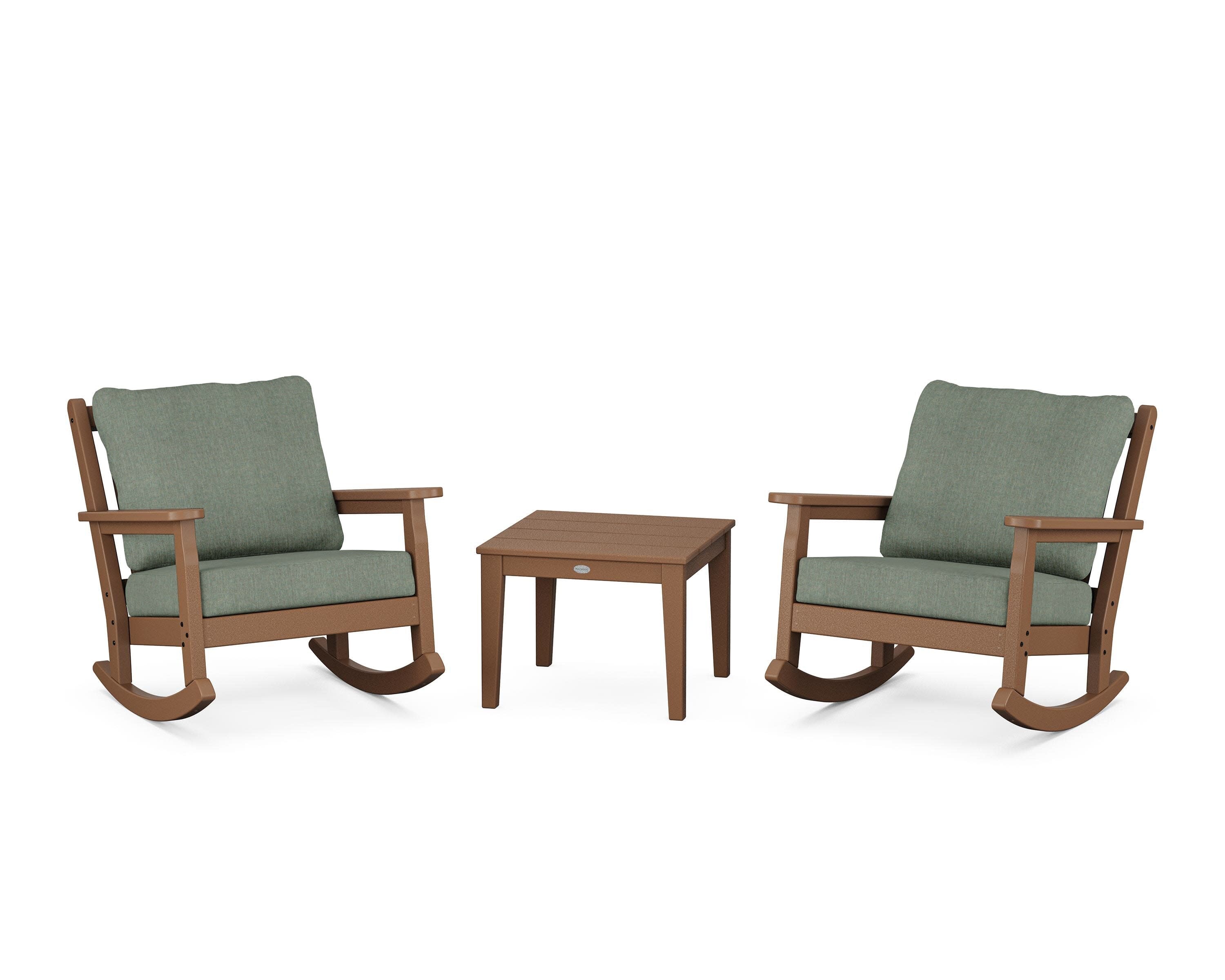 Chippendale 3-Piece Deep Seating Rocker Set in Teak / Cast Sage