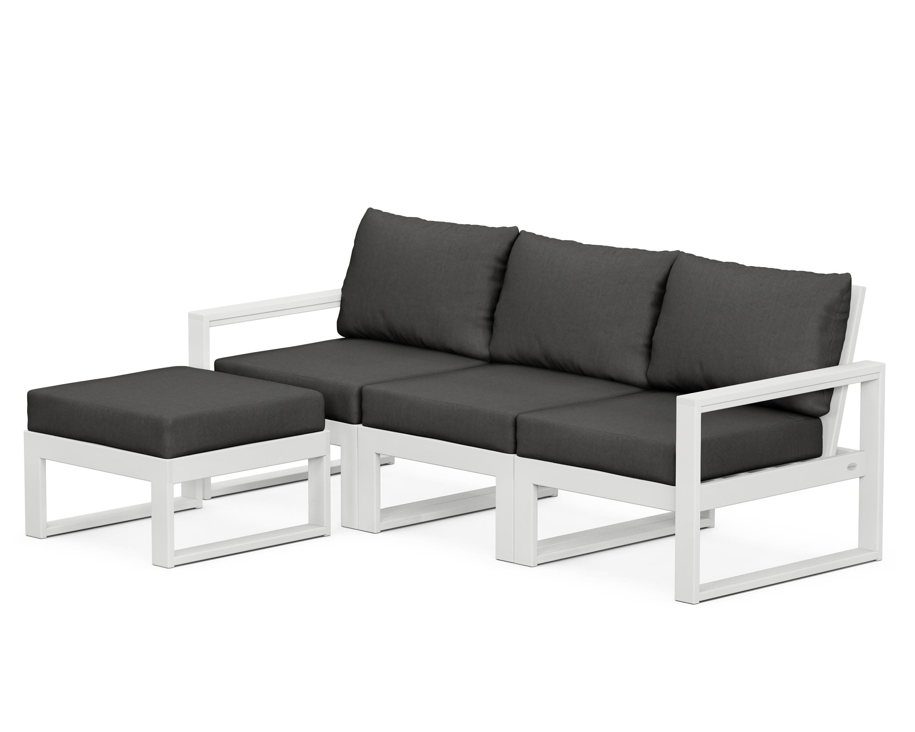 EDGE 4-Piece Modular Deep Seating Set with Ottoman in White / Spectrum Carbon