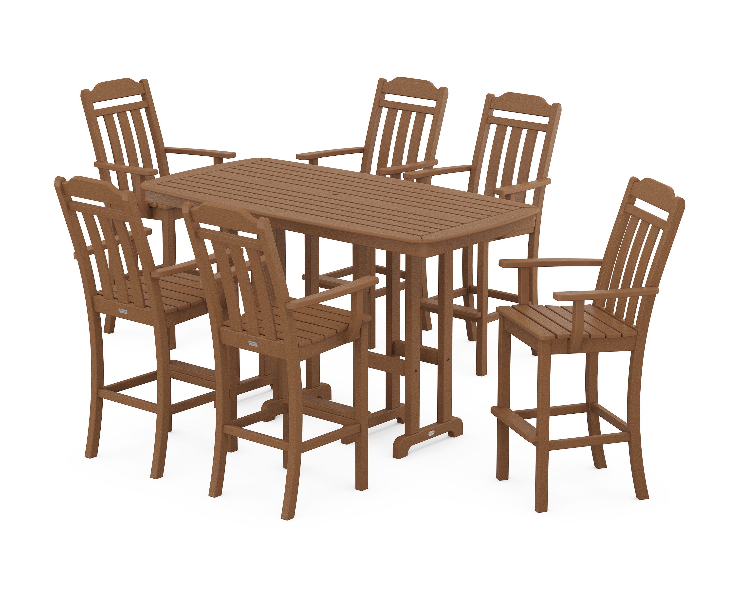 Cottage Arm Chair 7-Piece Bar Set in Teak