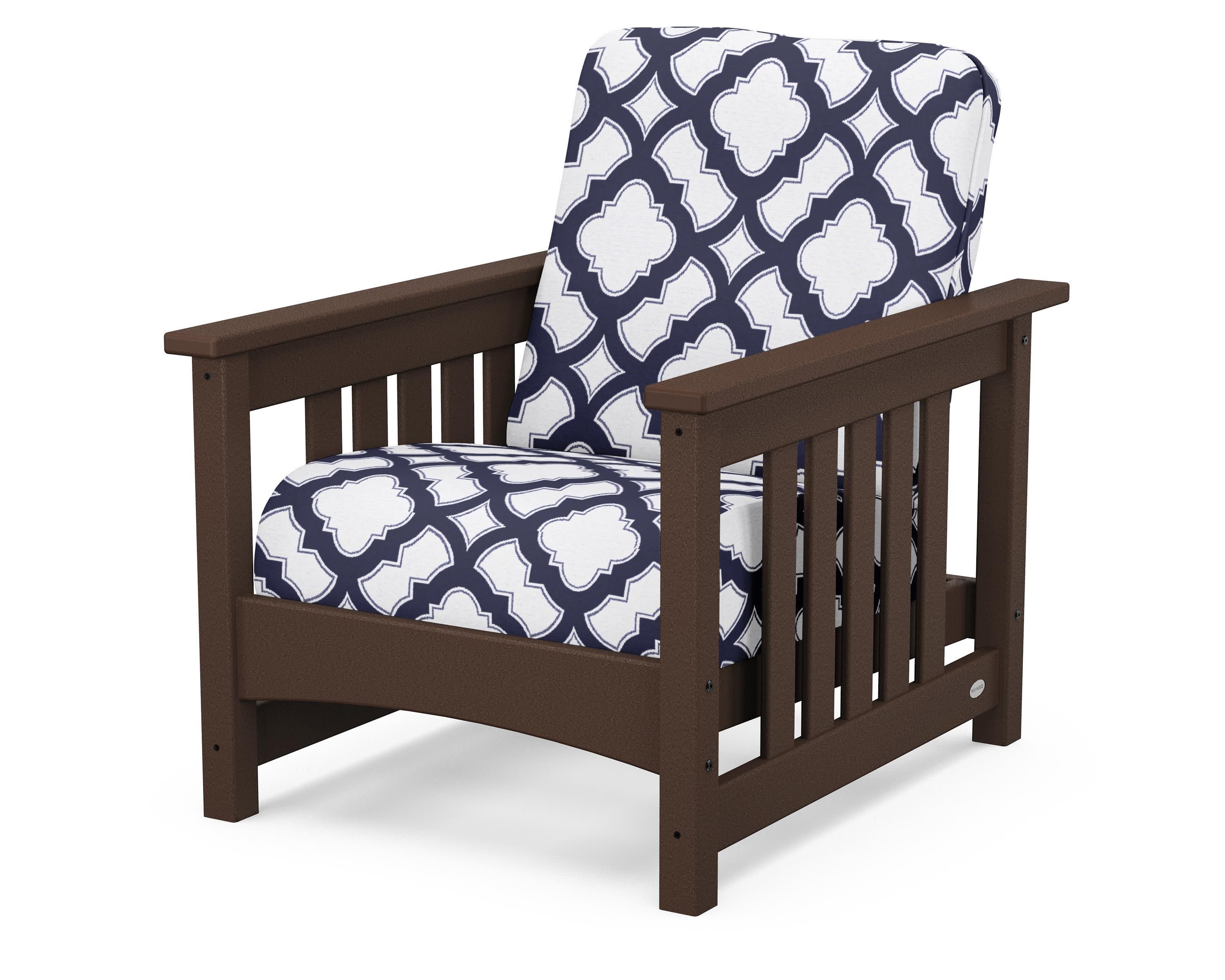 Club Mission Chair in Mahogany / Trellis Navy