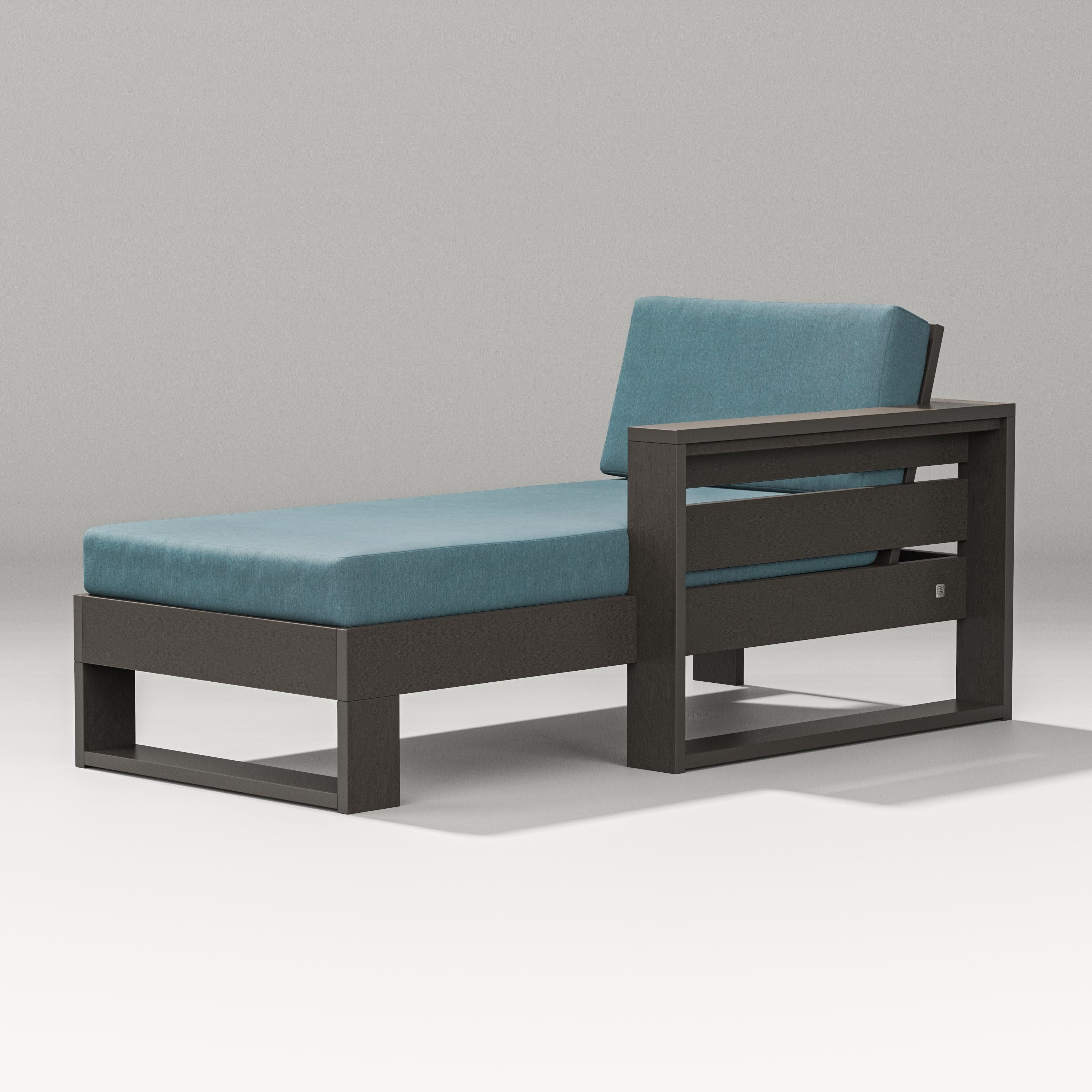 Latitude Modular Right Arm Chaise in Vintage Coffee / Ocean Teal