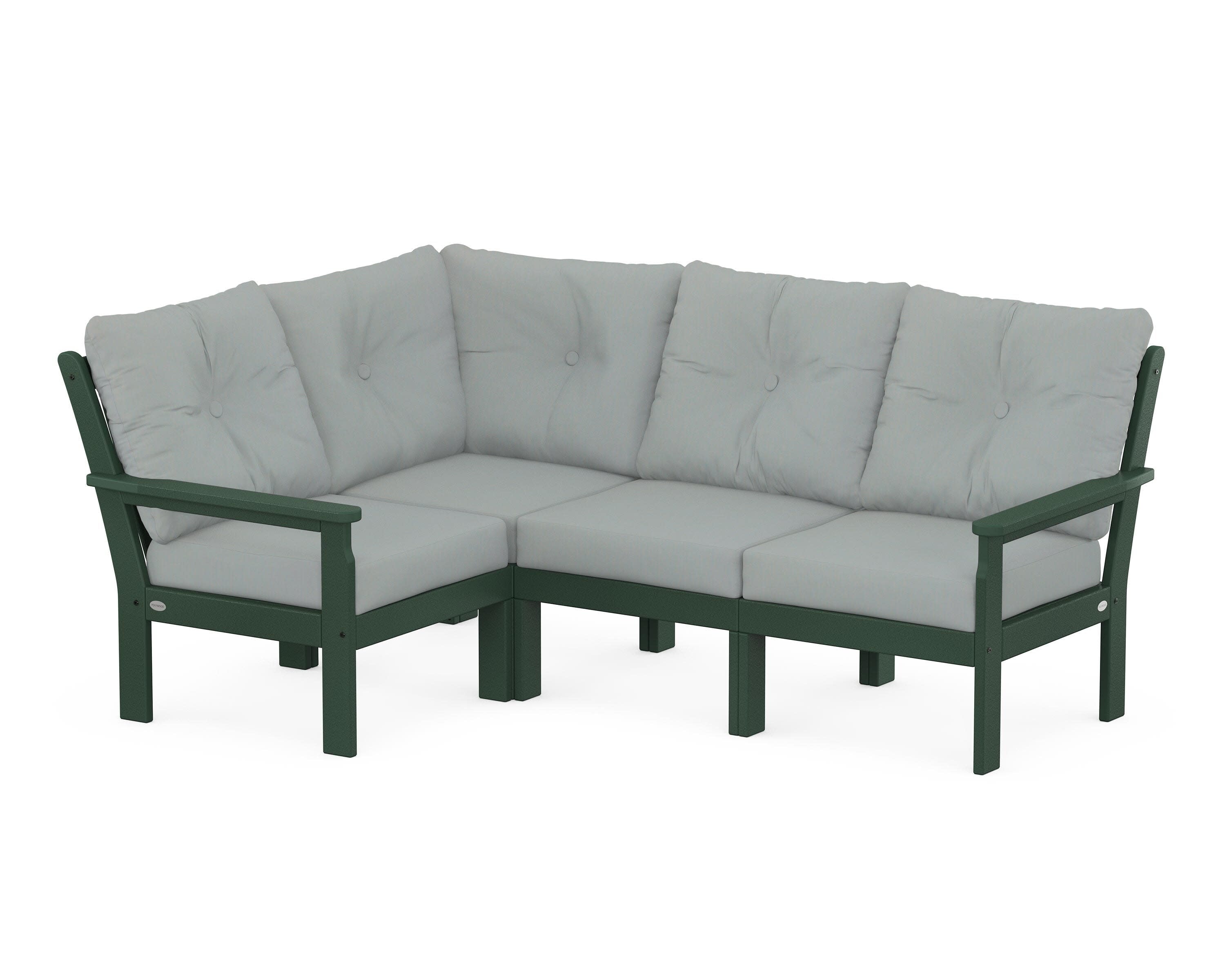 Vineyard 4-Piece Sectional in Green / Spa