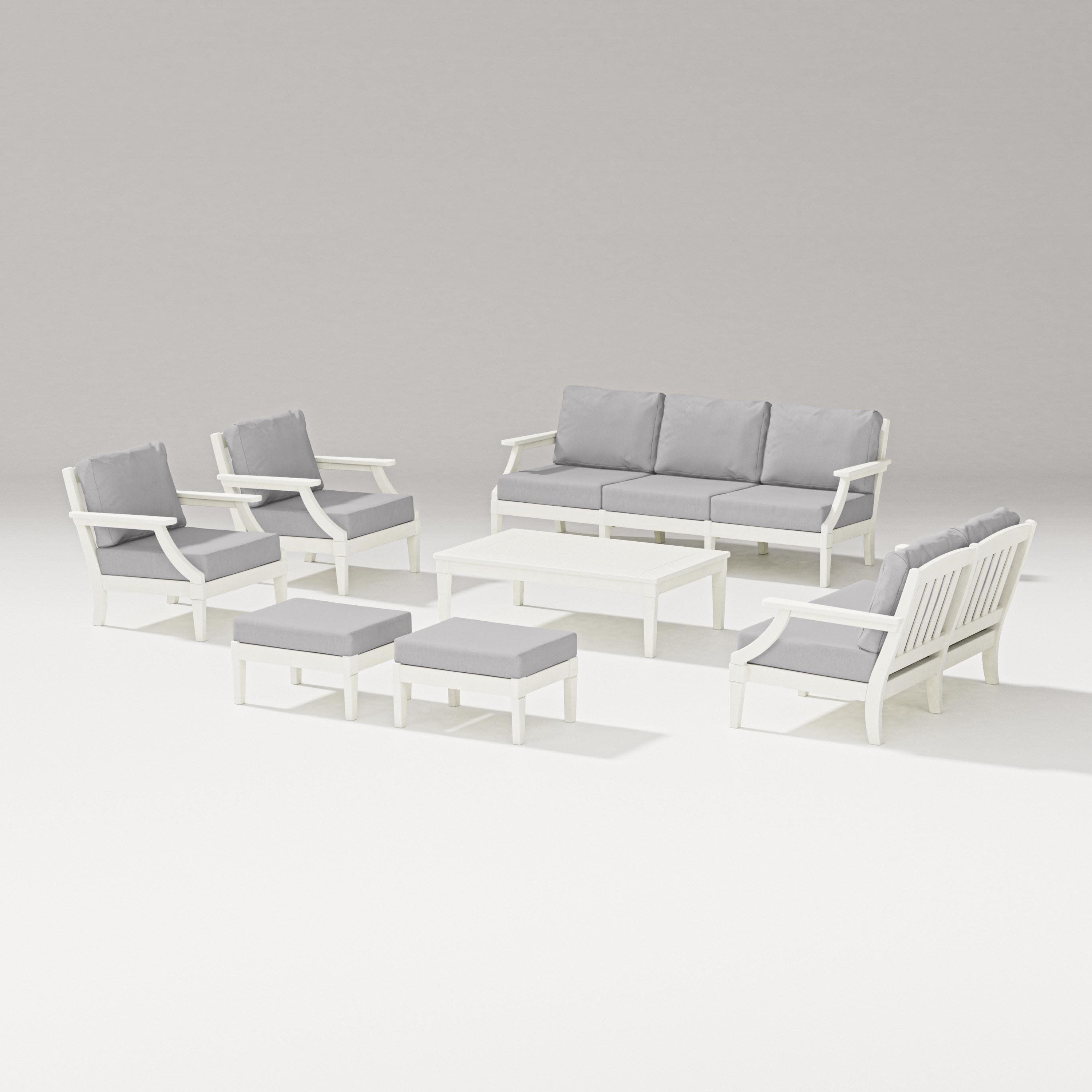 Estate 7-Piece Lounge Sofa Set in Vintage White / Granite