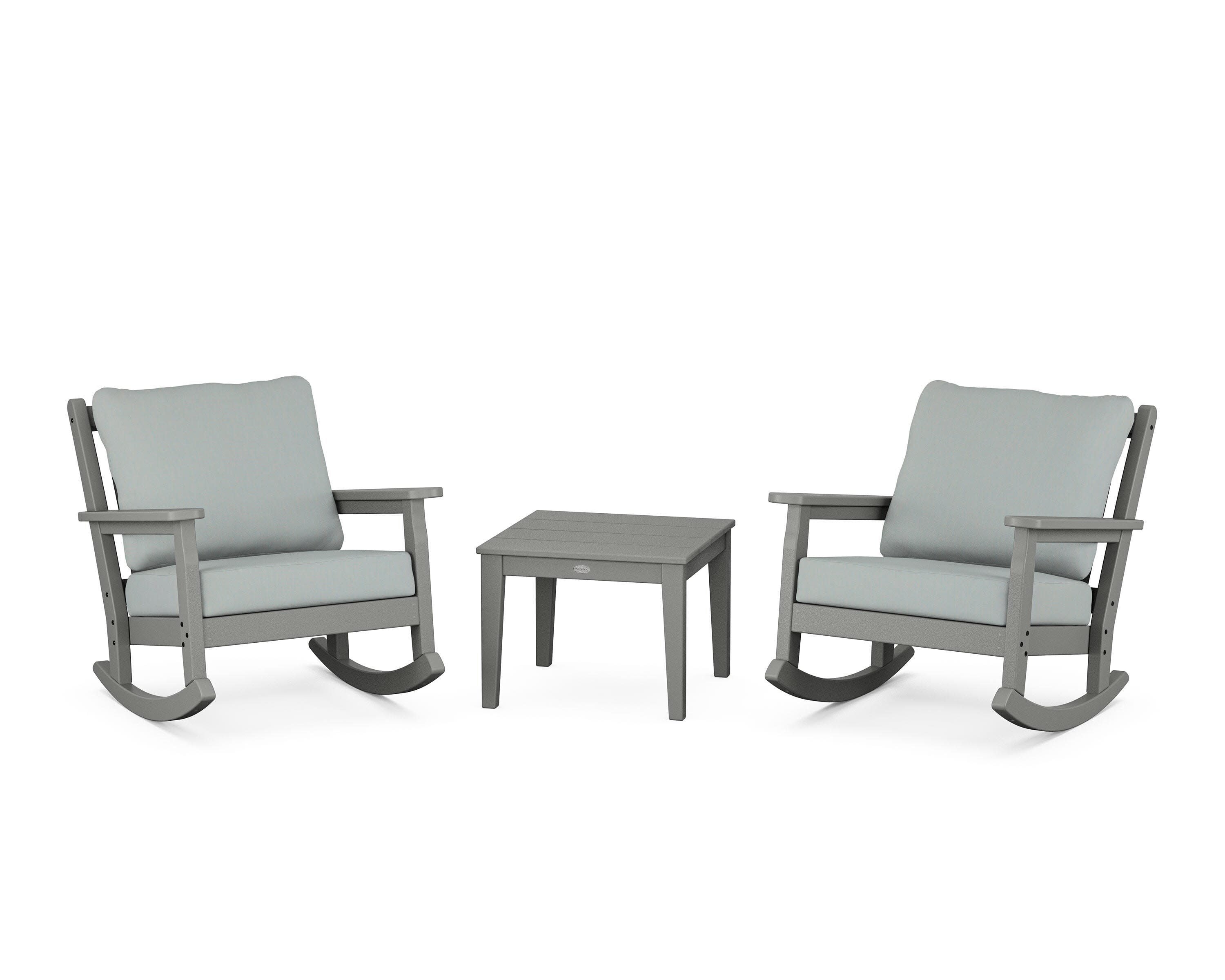 Chippendale 3-Piece Deep Seating Rocker Set in Slate Grey / Spa