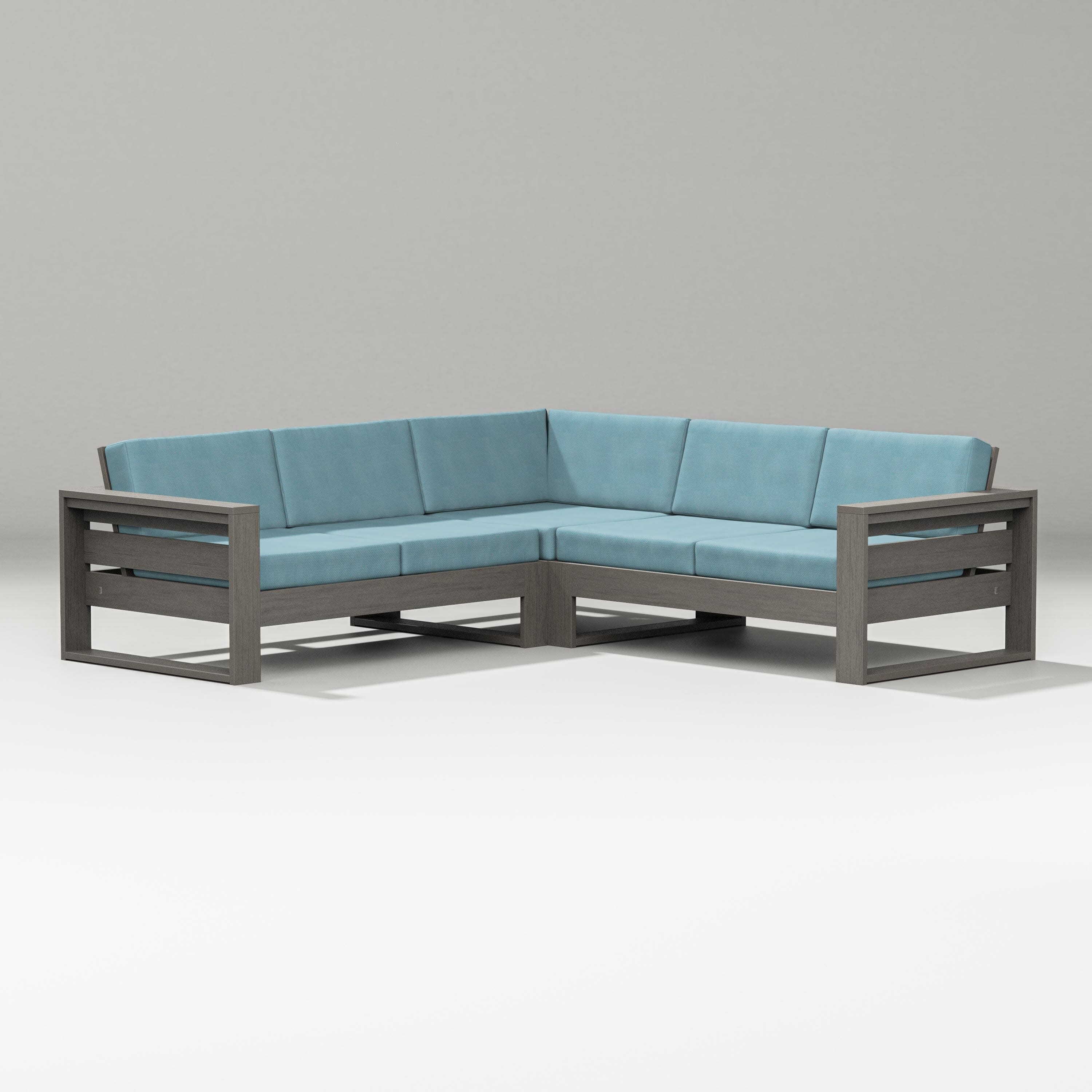 Latitude Corner Sectional in Driftwood / Lattice Sky Blue
