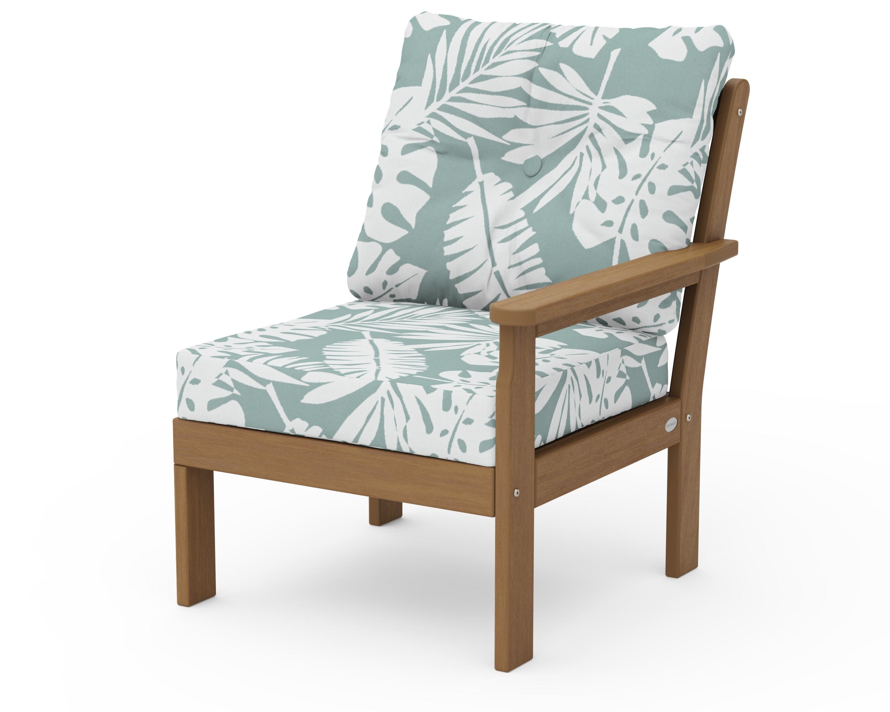 Vineyard Modular Right Arm Chair in Natural / Leaf Glacier Spa