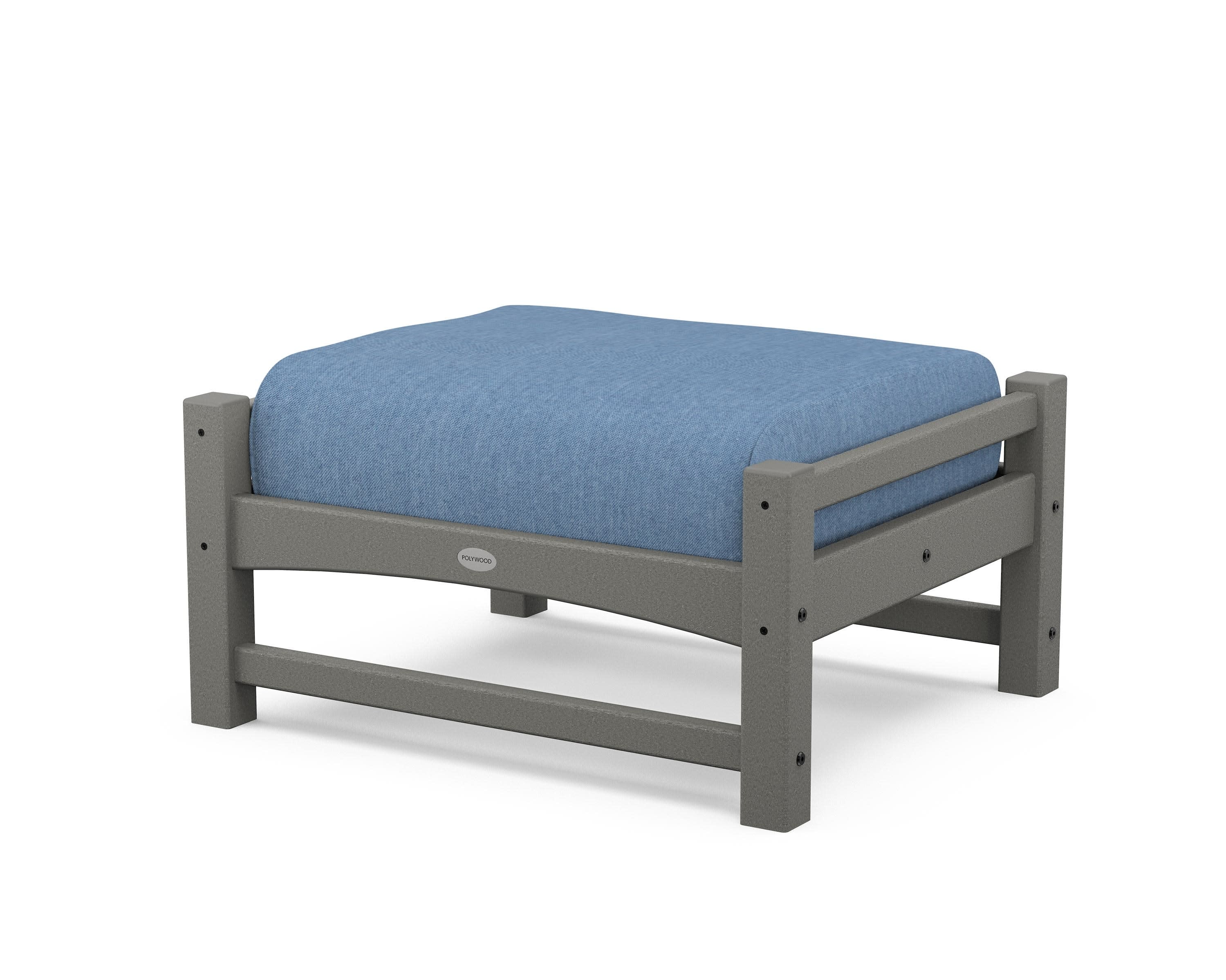 Club Ottoman in Slate Grey / Sky Blue
