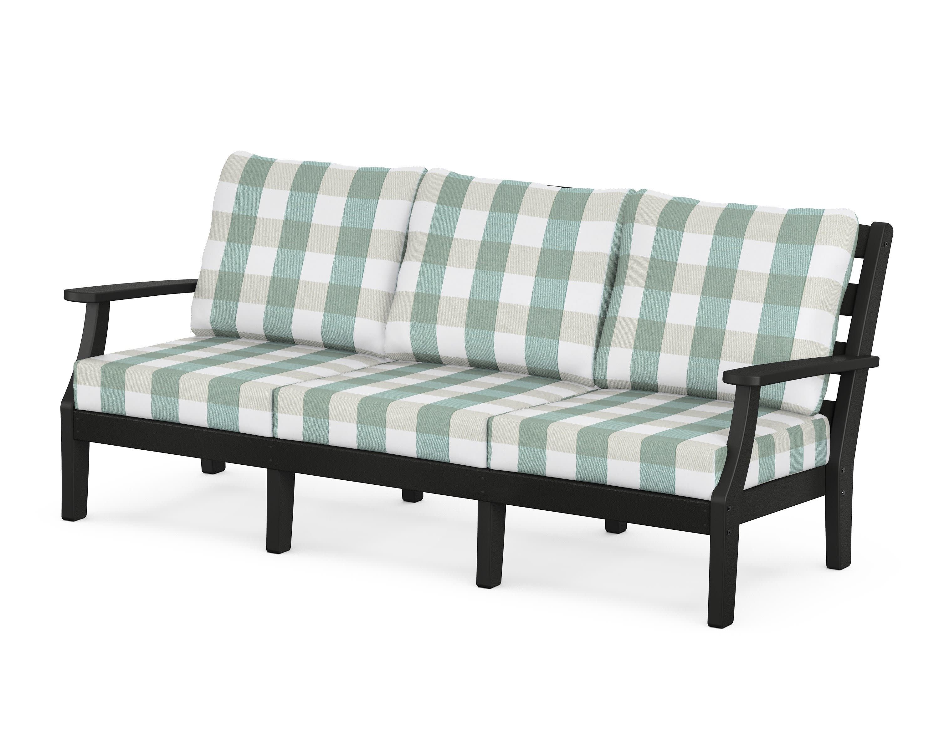 Chesapeake Deep Seating Sofa in Black / Buffalo Plaid Glacier Spa