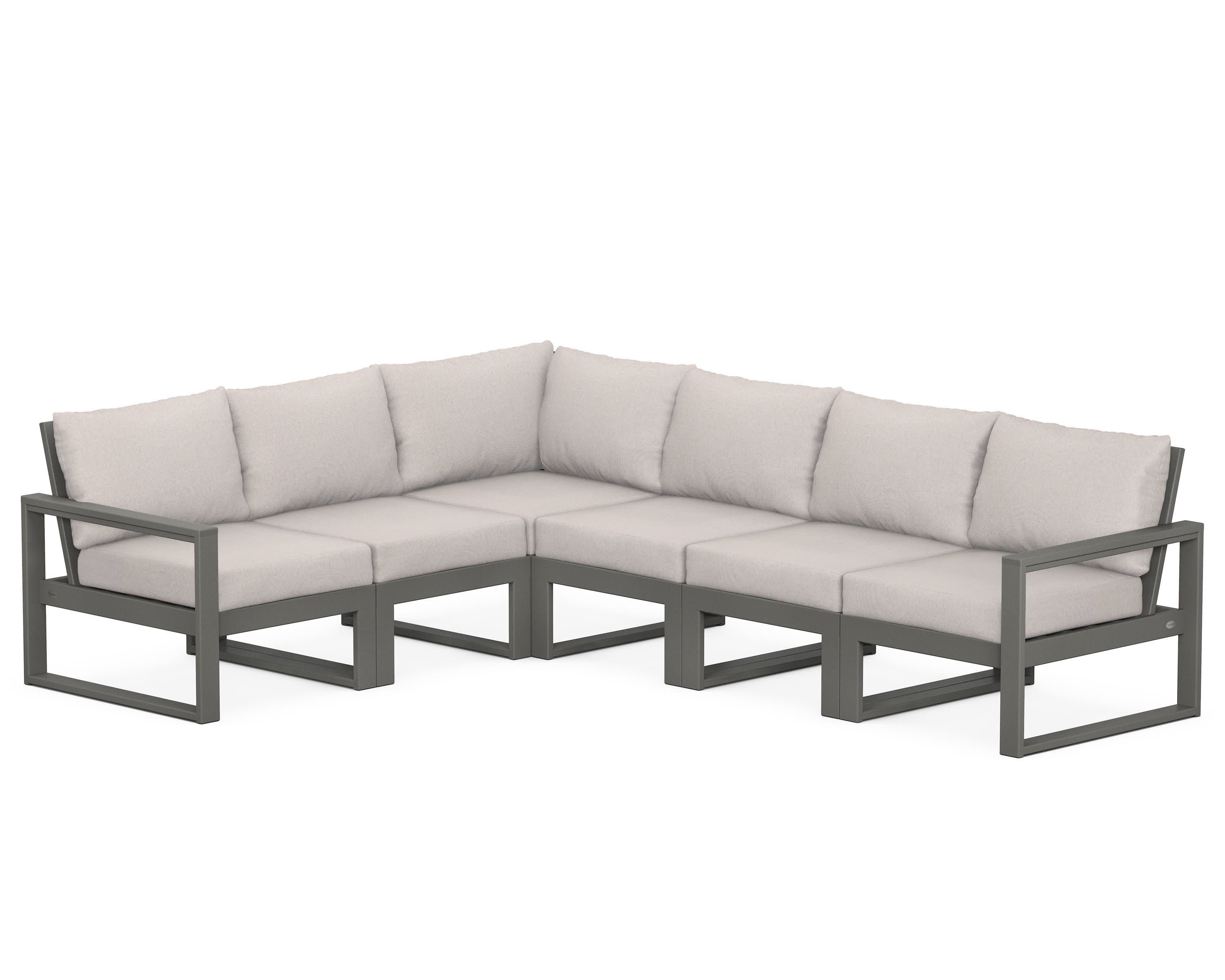 EDGE 6-Piece Modular Deep Seating Set in Slate Grey / Dune Burlap